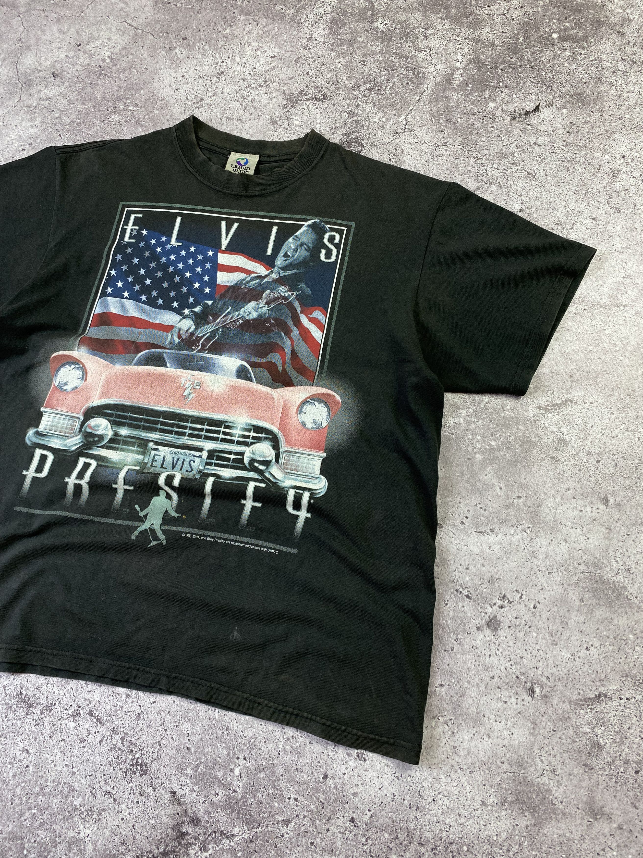Liquid Blue × Vintage Vintage 90s Faded Elvis Presley Liquid Blue T Shirt Size US L / EU 52-54 / 3 - 2 Thumbnail