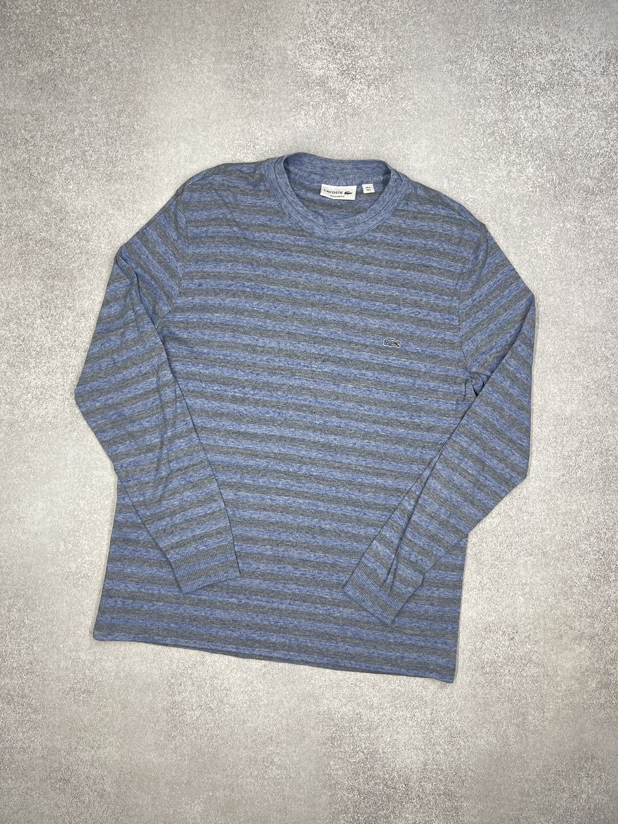 Mens Lacoste Longsleeve Striped Blue Y2K Size L
