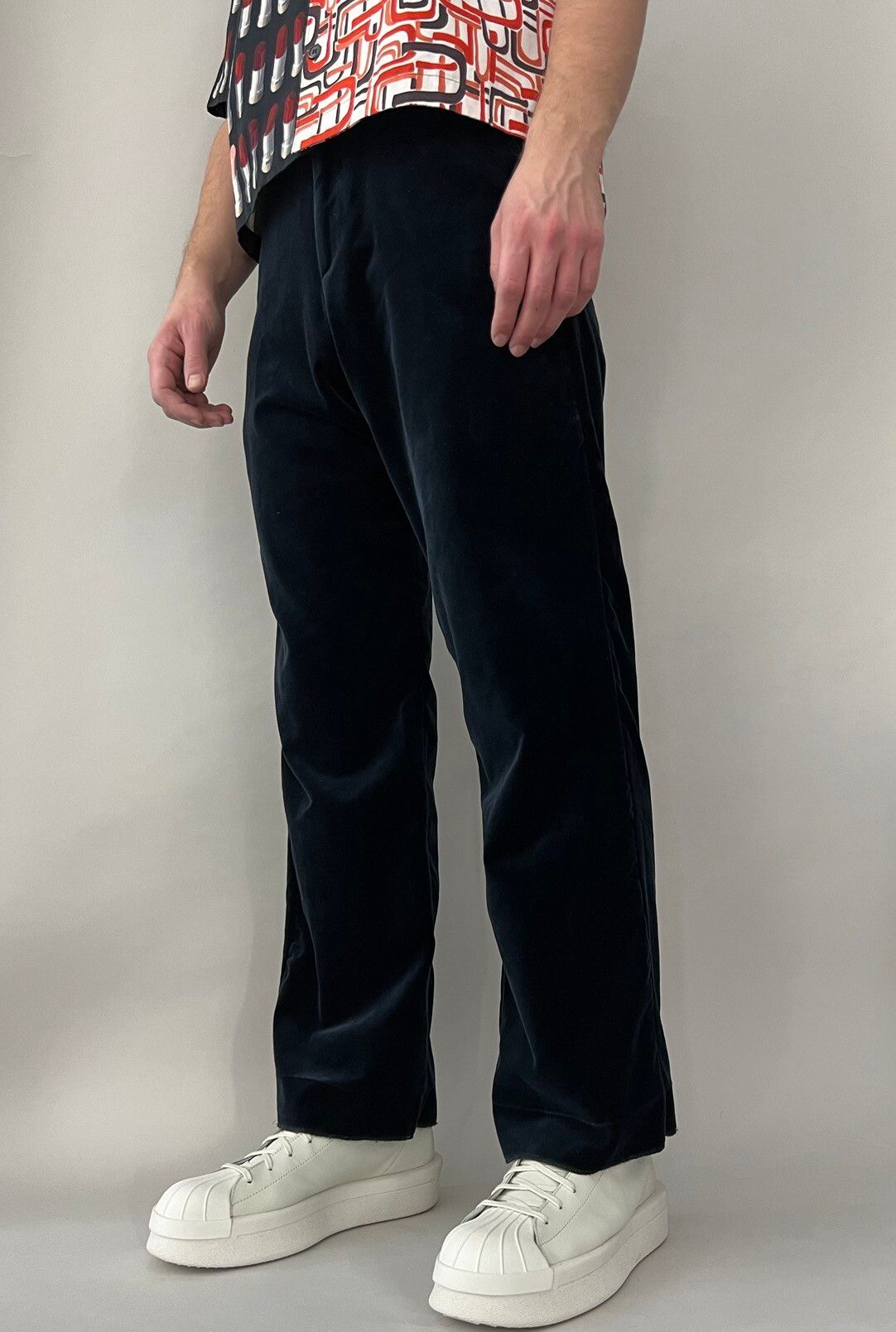 Pre-owned Brioni X Vetements Brioni Wide-leg Velvet Cropped Trousers In Blue
