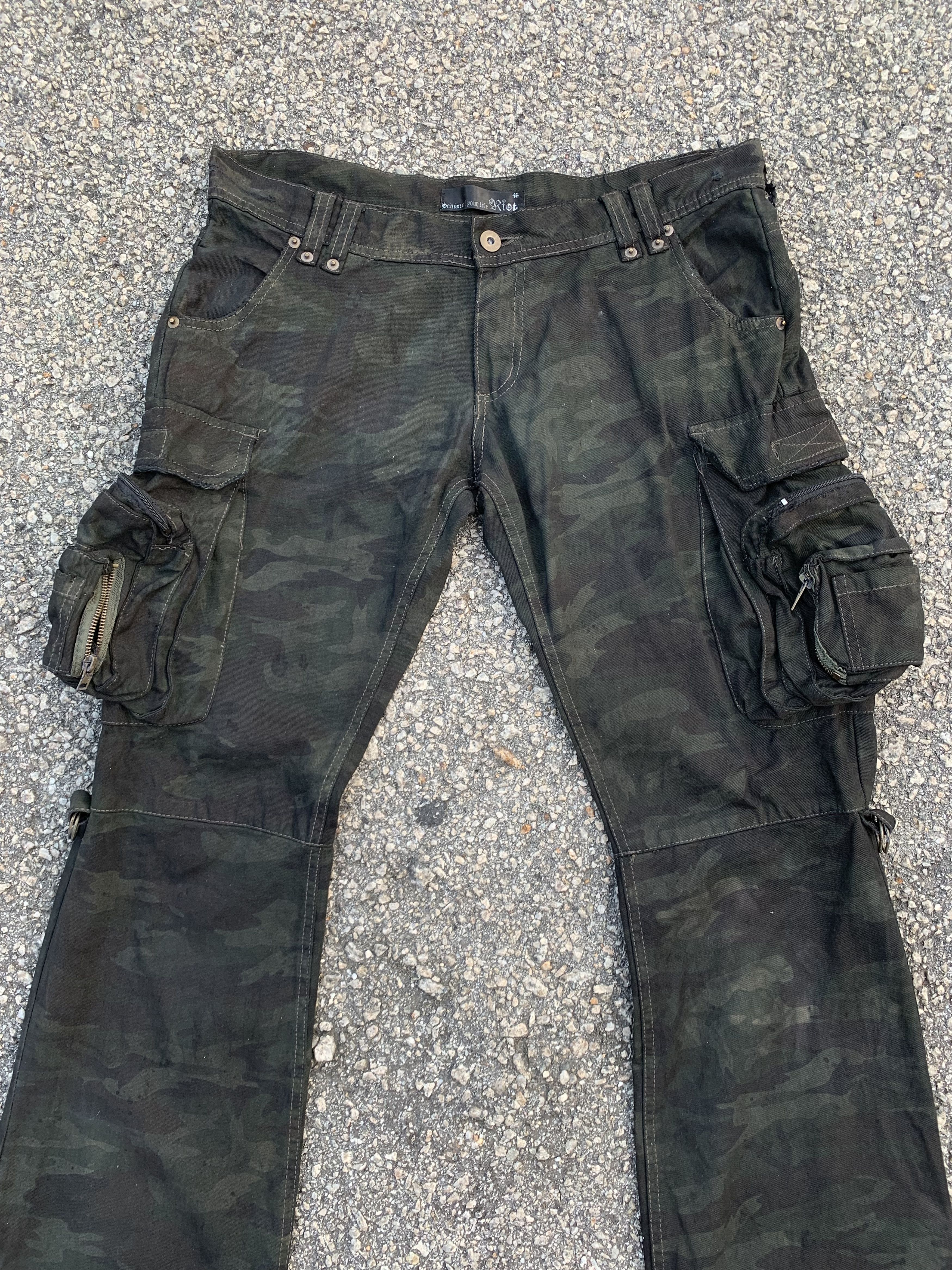 If Six Was Nine Cargo Pants Tie Dye Riot Boocut Multipocket Army 3D Pocket Size US 34 / EU 50 - 2 Thumbnail