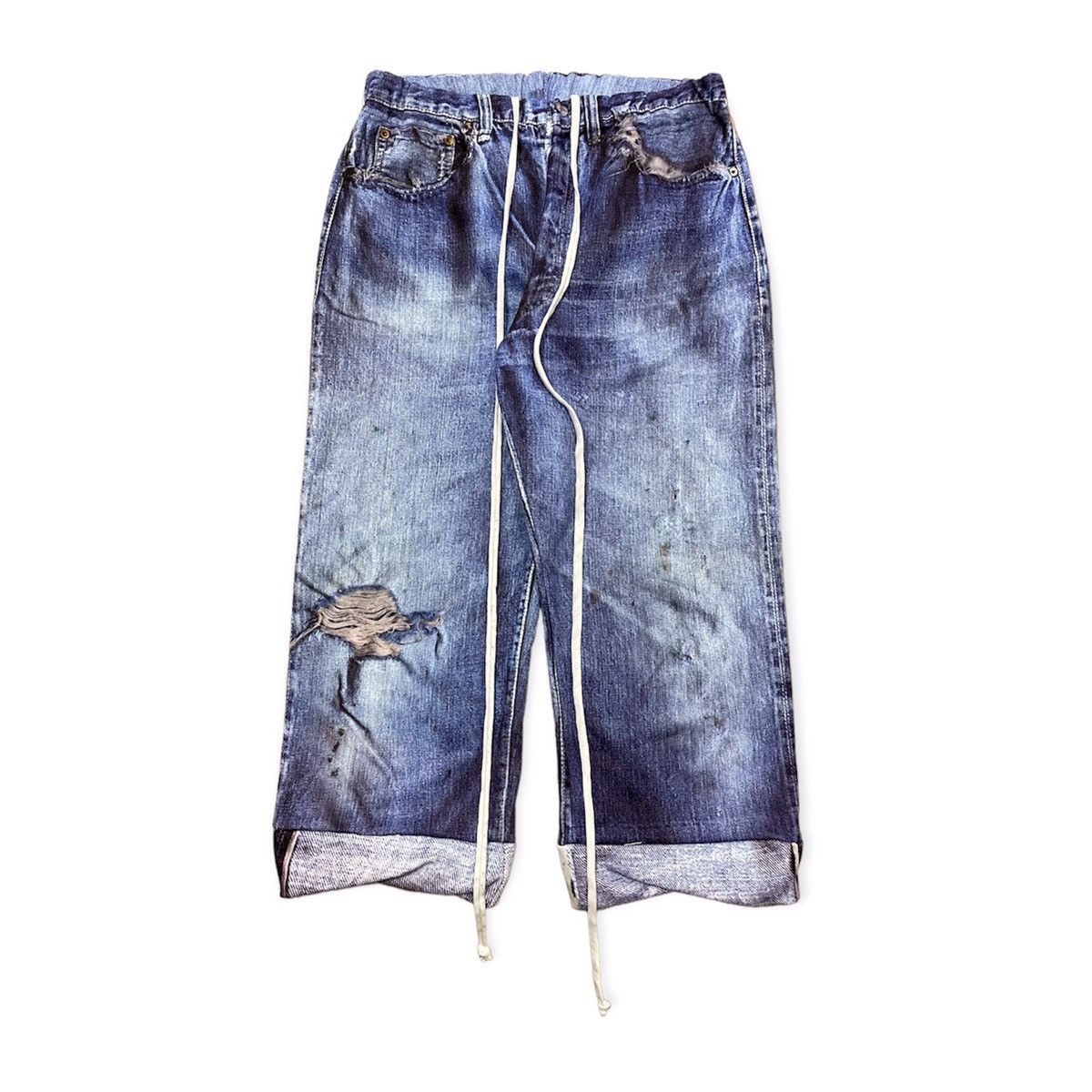 TALKING ABOUT THE ABSTRACTION trompe l'œil Levi’s Cropped Sweatpants Size US 29 - 1 Thumbnail