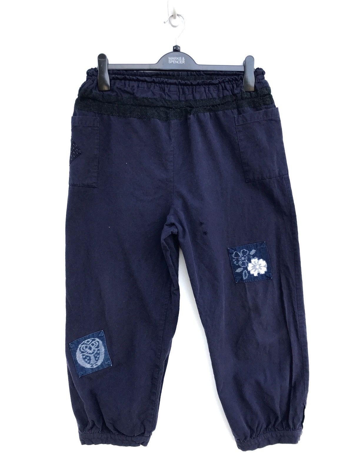 Handmade × Indigo × Japanese Brand Japanese Handmade Indigo Patchwork Baggy Pants Size US 28 / EU 44 - 1 Thumbnail