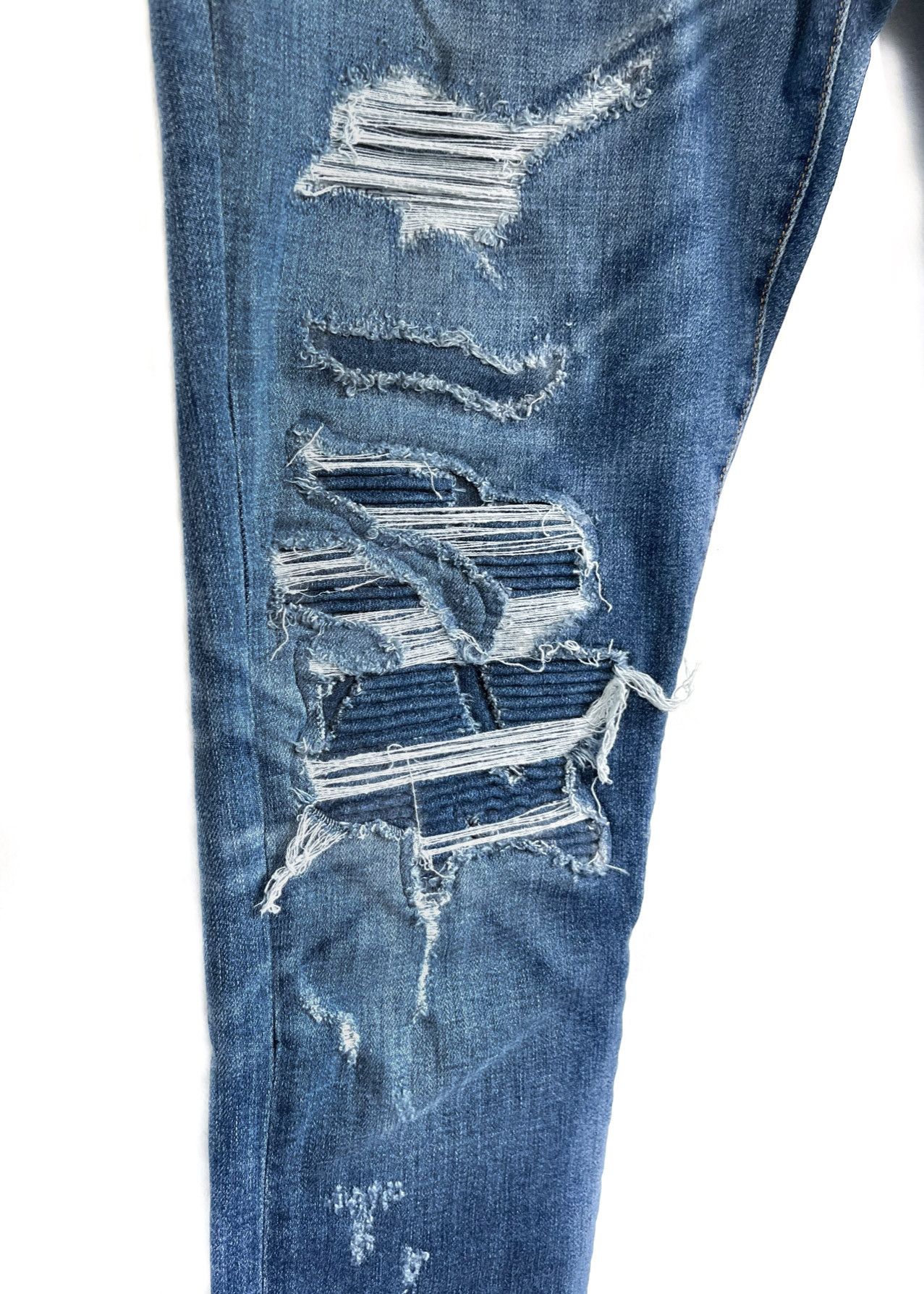Amiri Amiri MX1 Blue Distressed Biker Jeans Size US 36 / EU 52 - 2 Thumbnail