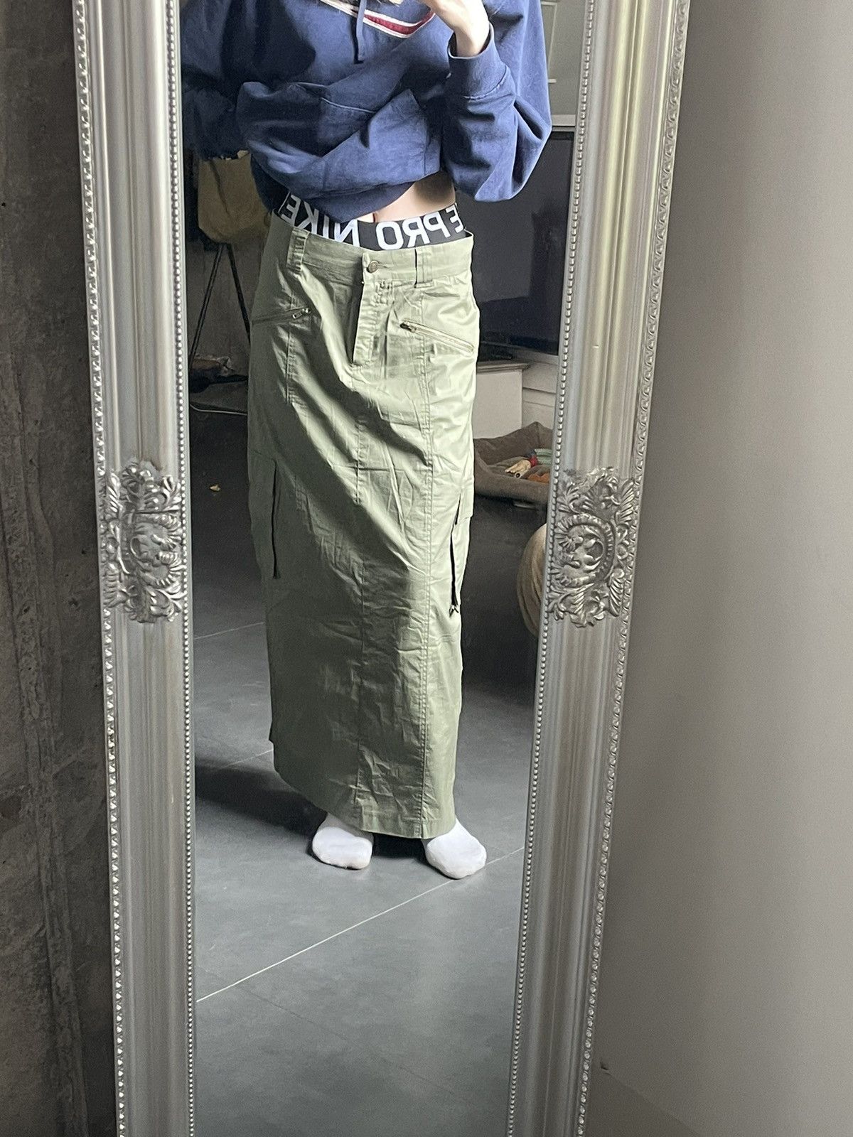 If Six Was Nine × Marithe + Francois Girbaud Vintage Japanese Maxi Cargo skirt Military Zip Size M Y2k Size 25" / US 0 / IT 36 - 3 Thumbnail