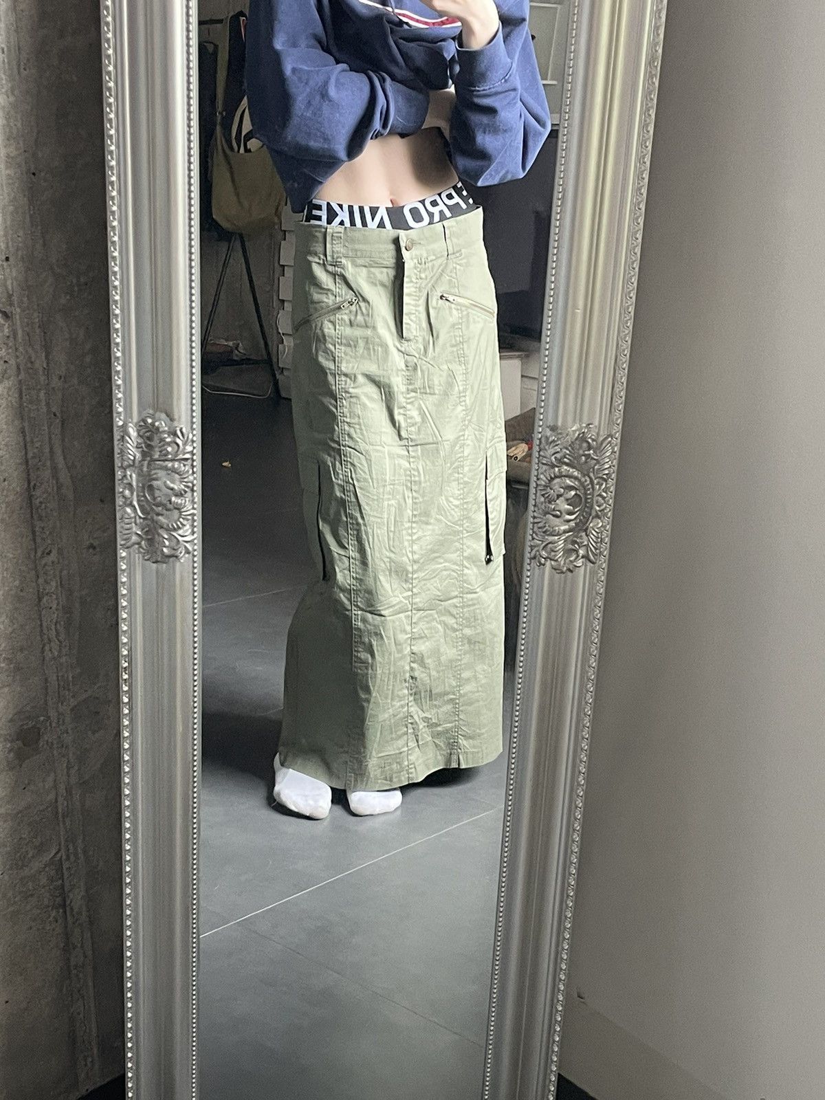 If Six Was Nine × Marithe + Francois Girbaud Vintage Japanese Maxi Cargo skirt Military Zip Size M Y2k Size 25" / US 0 / IT 36 - 1 Thumbnail