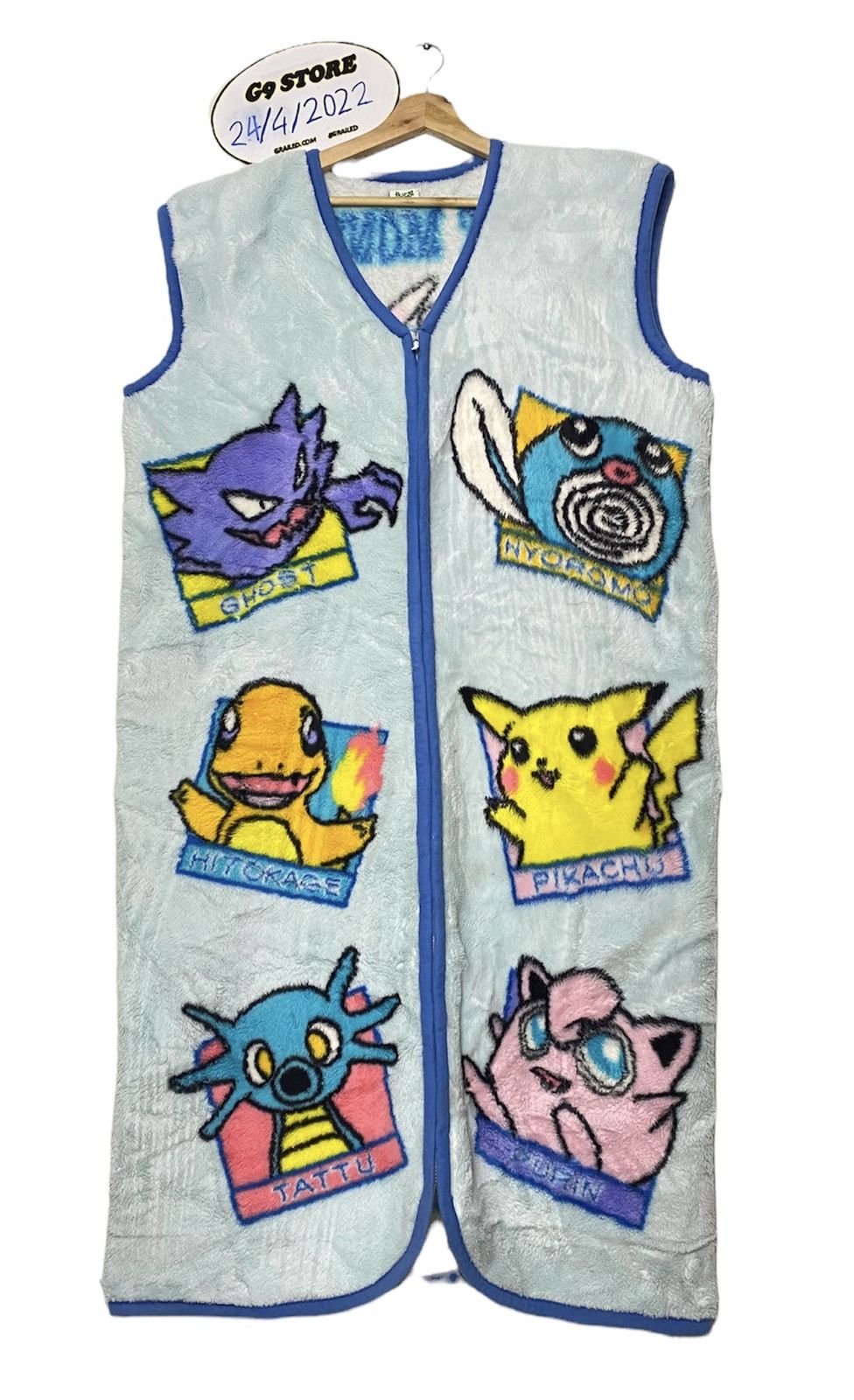 image of Cartoon Network x Pokemon Offer Vintage Fleece Pokemon Poket Monster Long Vest, Men's (Size XL)