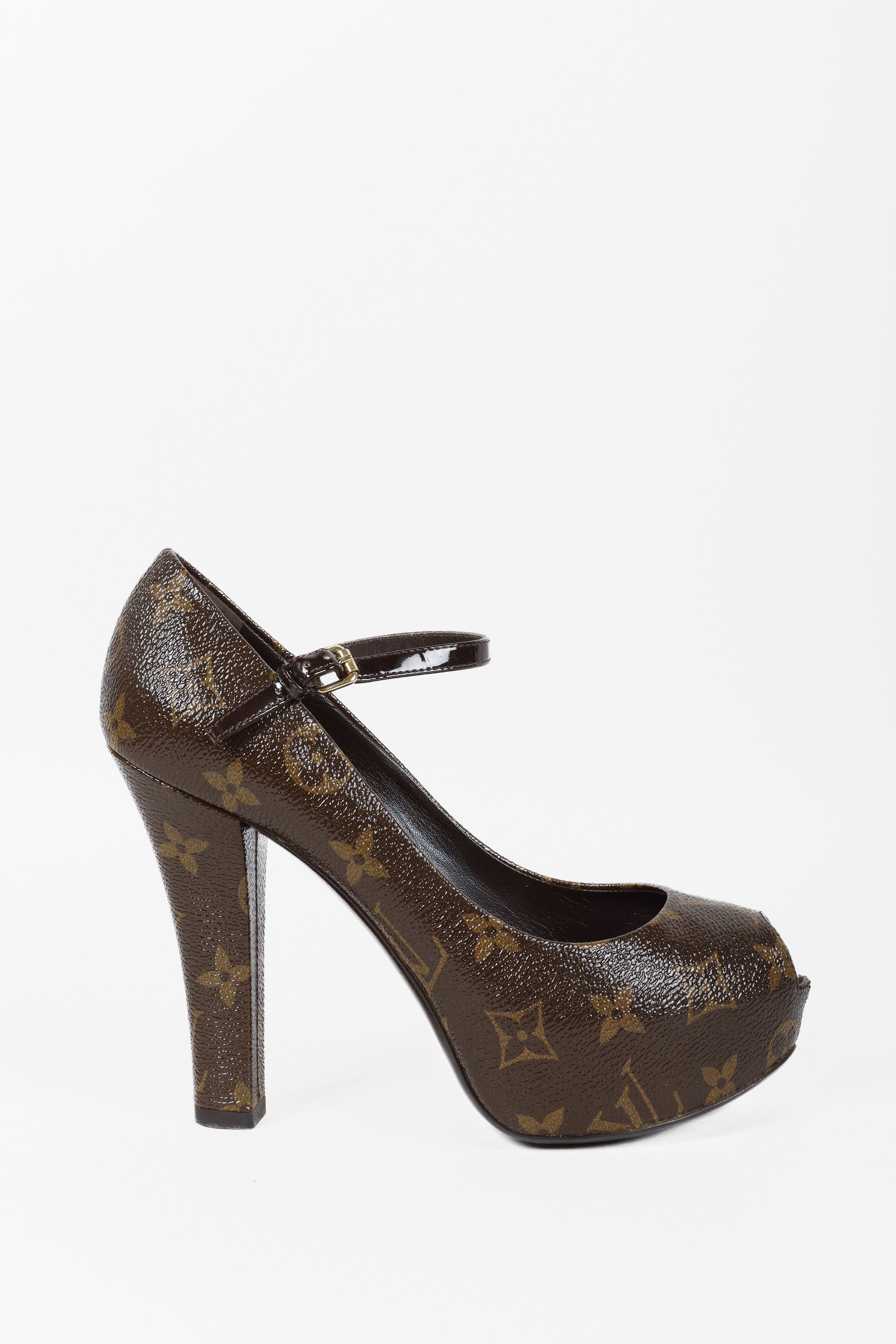 Louis Vuitton Monogram Canvas Peep Toe Platform Pumps