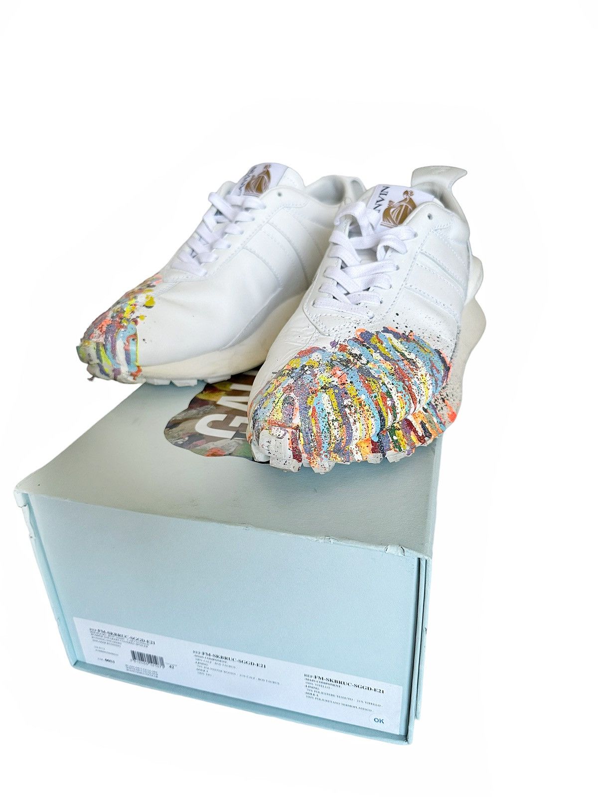 Pre-owned Gallery Dept. X Lanvin Sz42 Splatter Paint Bumper Spoiler Sneakers
