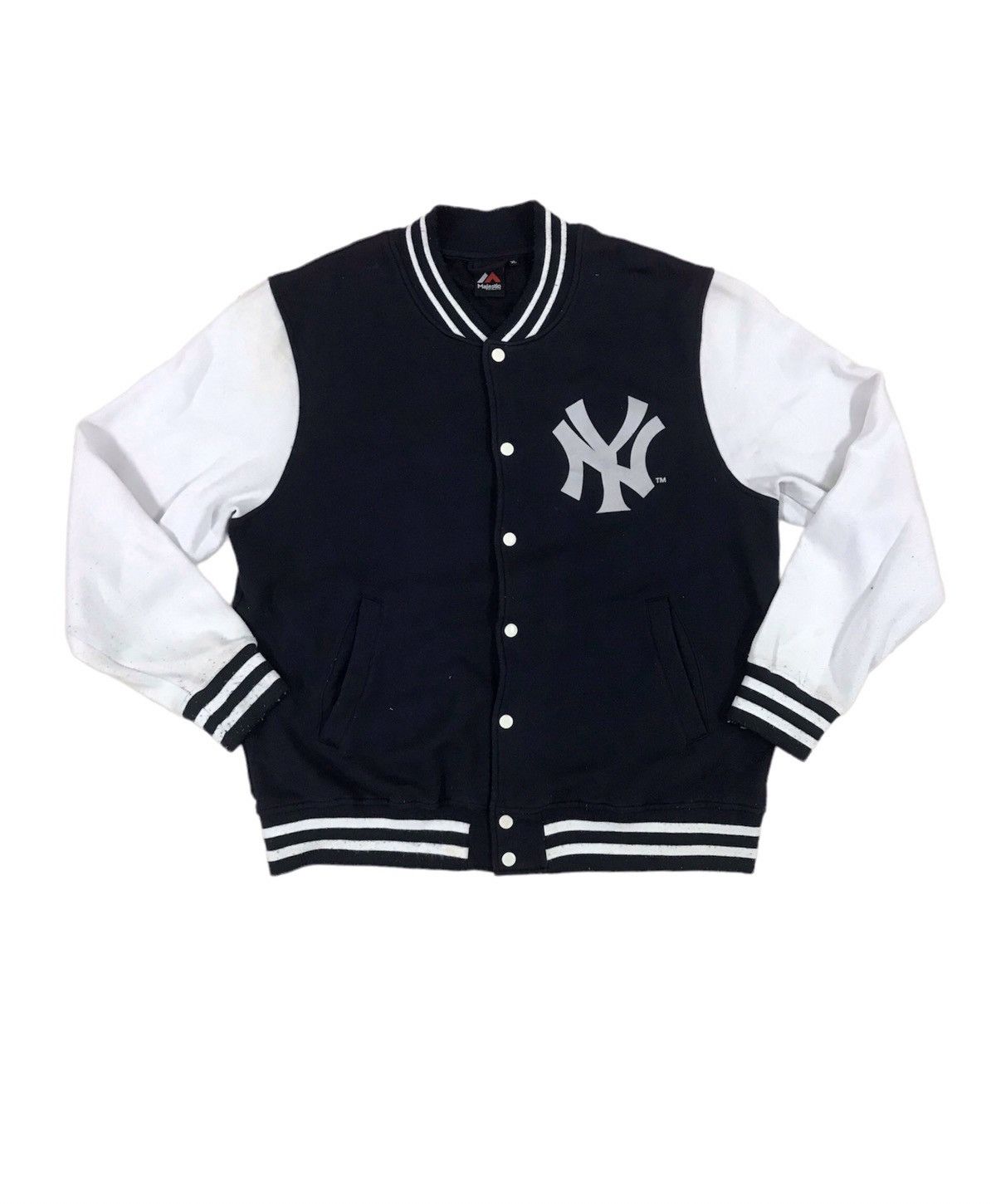 Vintage Nike NY Yankees Black Leather & Wool Varsity Jacket