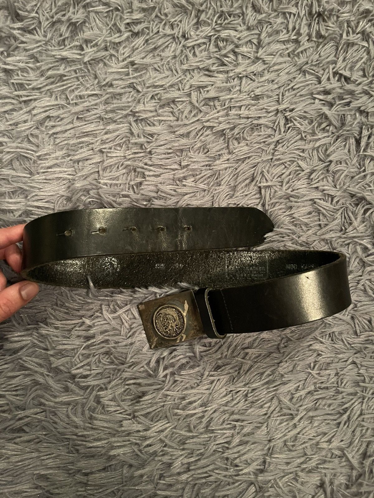 Diesel 90s vintage punk logo leather belt 78cm