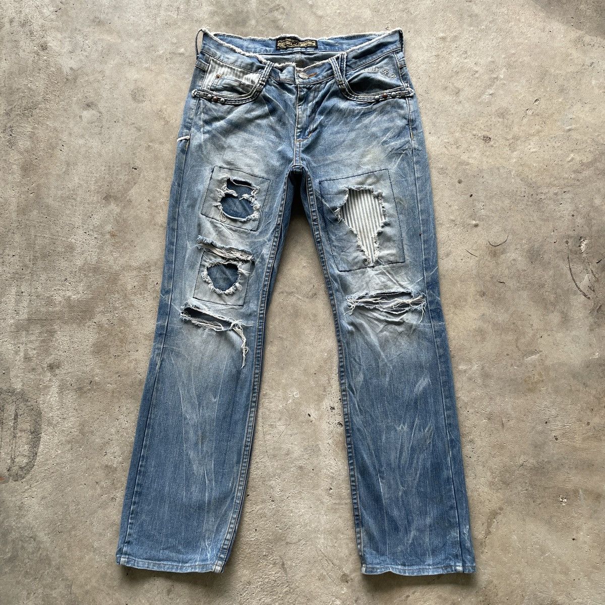 Japanese Brand RARE💥 Vintage Studio R.P JAPAN Faded Denim Jeans Pants Size US 34 / EU 50 - 2 Thumbnail
