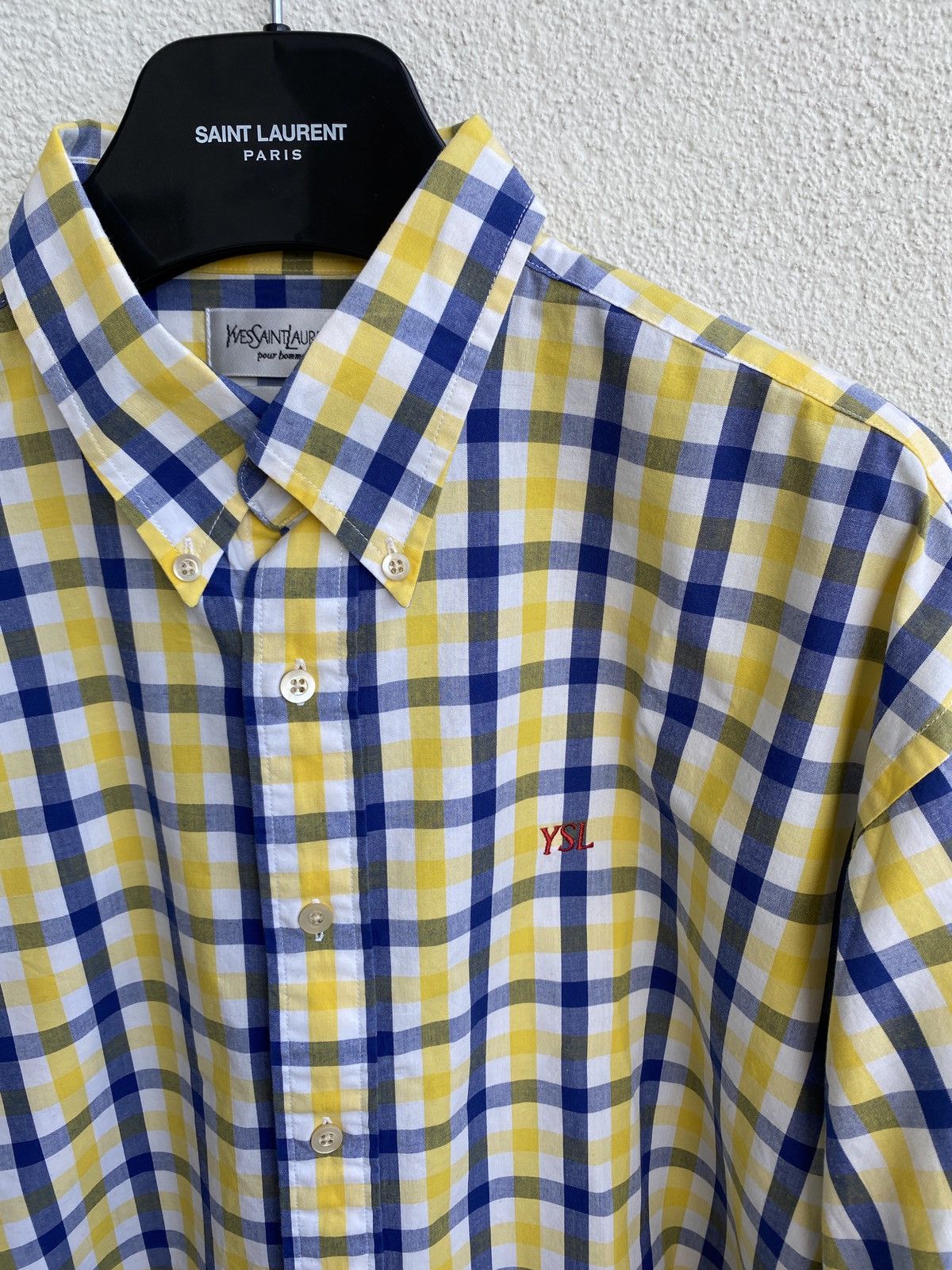 Yves Saint Laurent Cotton YSL Shirt Plaid Size US L / EU 52-54 / 3 - 16 Thumbnail