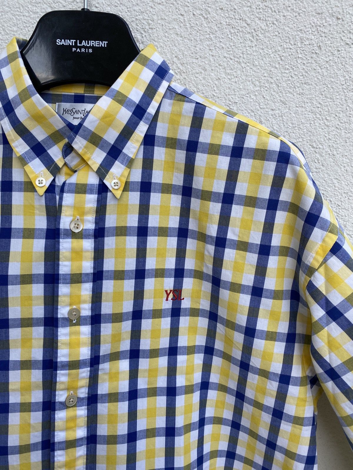 Yves Saint Laurent Cotton YSL Shirt Plaid Size US L / EU 52-54 / 3 - 1 Thumbnail