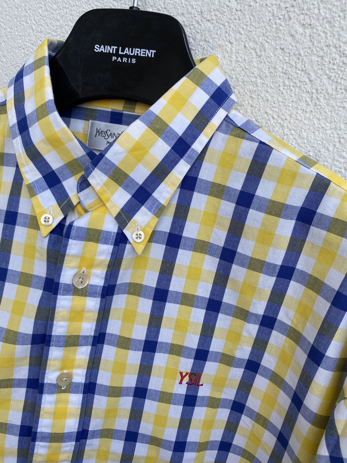 Yves Saint Laurent Cotton YSL Shirt Plaid Size US L / EU 52-54 / 3 - 4 Thumbnail