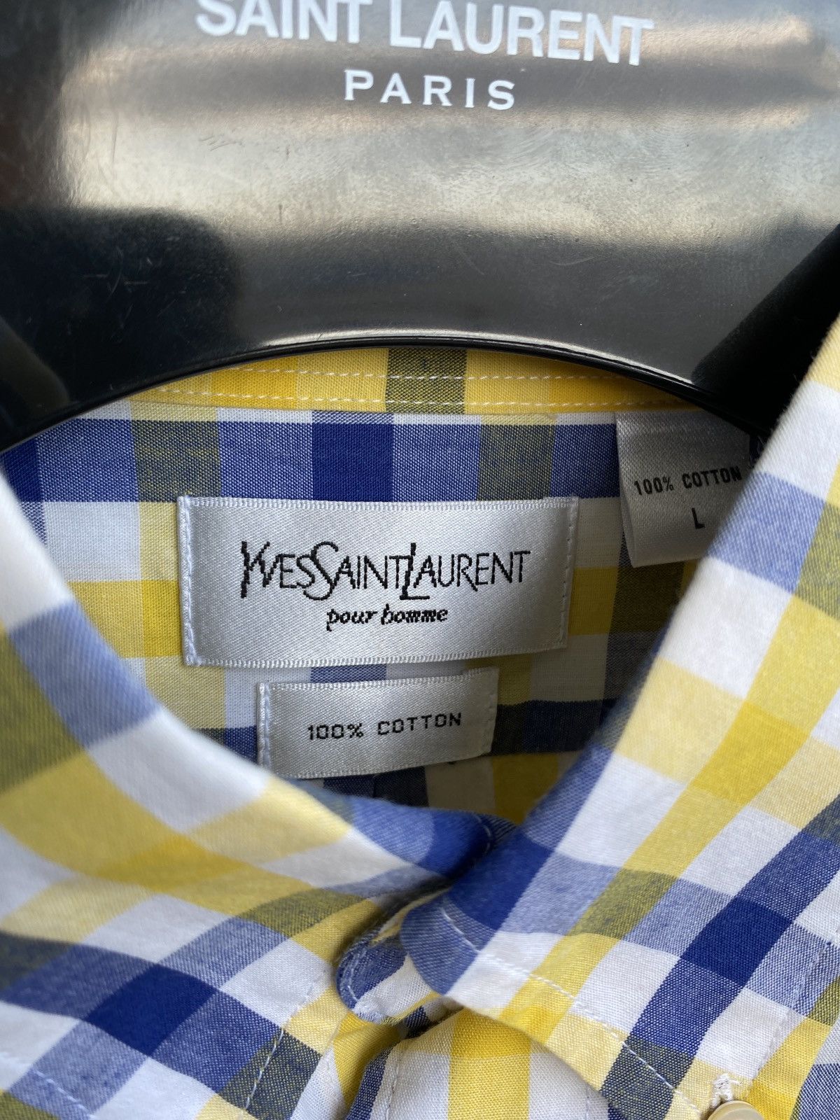 Yves Saint Laurent Cotton YSL Shirt Plaid Size US L / EU 52-54 / 3 - 5 Thumbnail