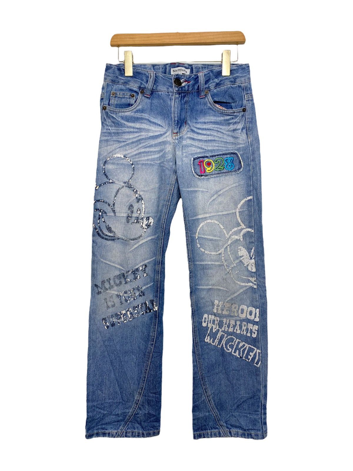 Japanese Brand × Mickey Mouse × Vintage Vintage Mickey Painted Denim Size US 29 - 2 Thumbnail
