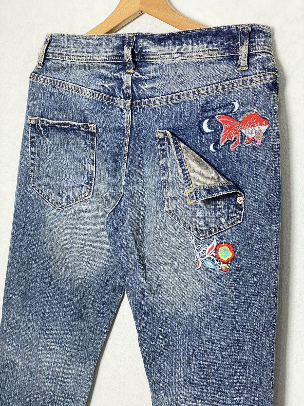 Japanese Brand Vintage Sorga Golden Fish Embroidered Denim Size US 32 / EU 48 - 8 Thumbnail