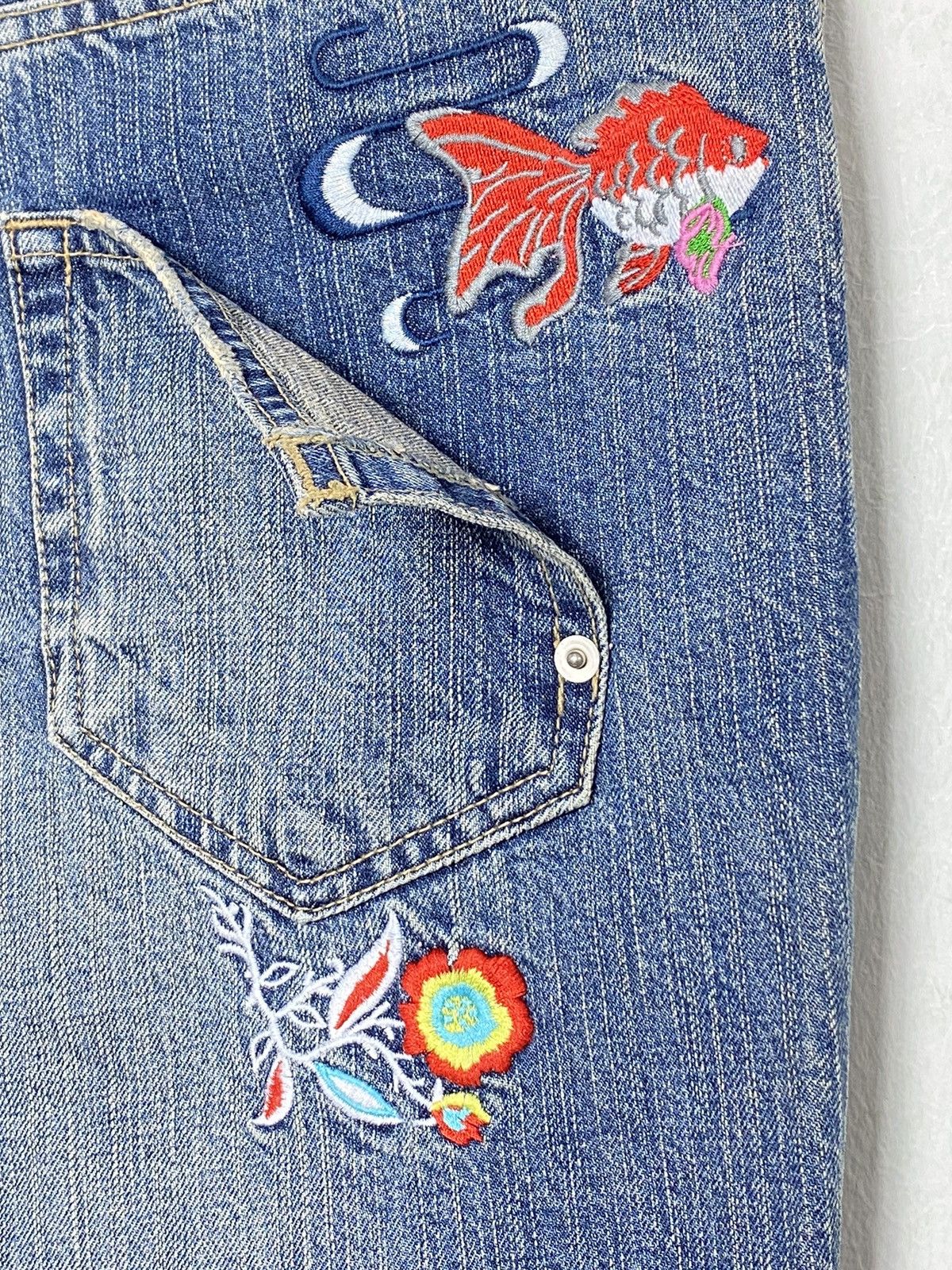 Japanese Brand Vintage Sorga Golden Fish Embroidered Denim Size US 32 / EU 48 - 10 Thumbnail