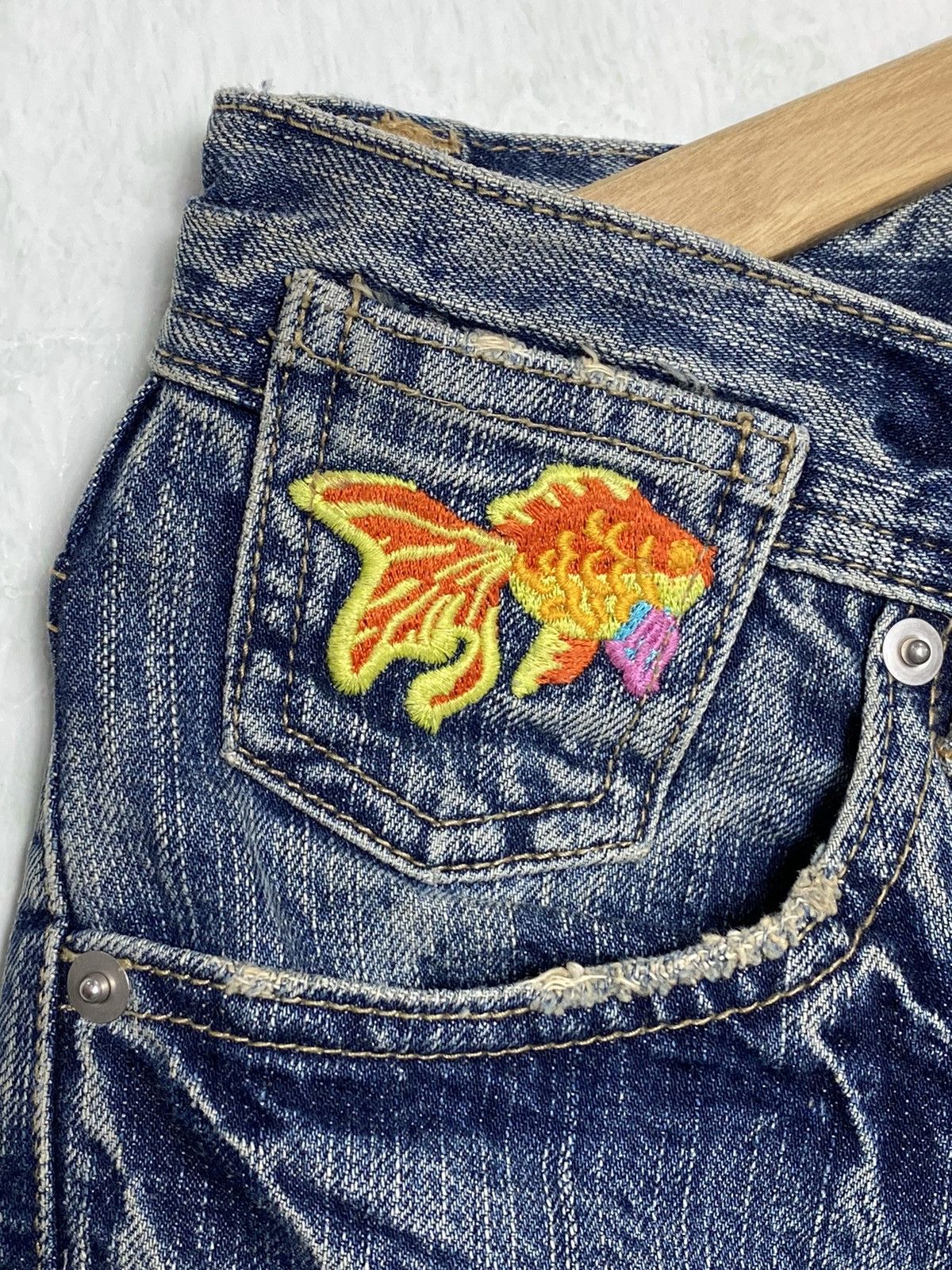 Japanese Brand Vintage Sorga Golden Fish Embroidered Denim Size US 32 / EU 48 - 5 Thumbnail