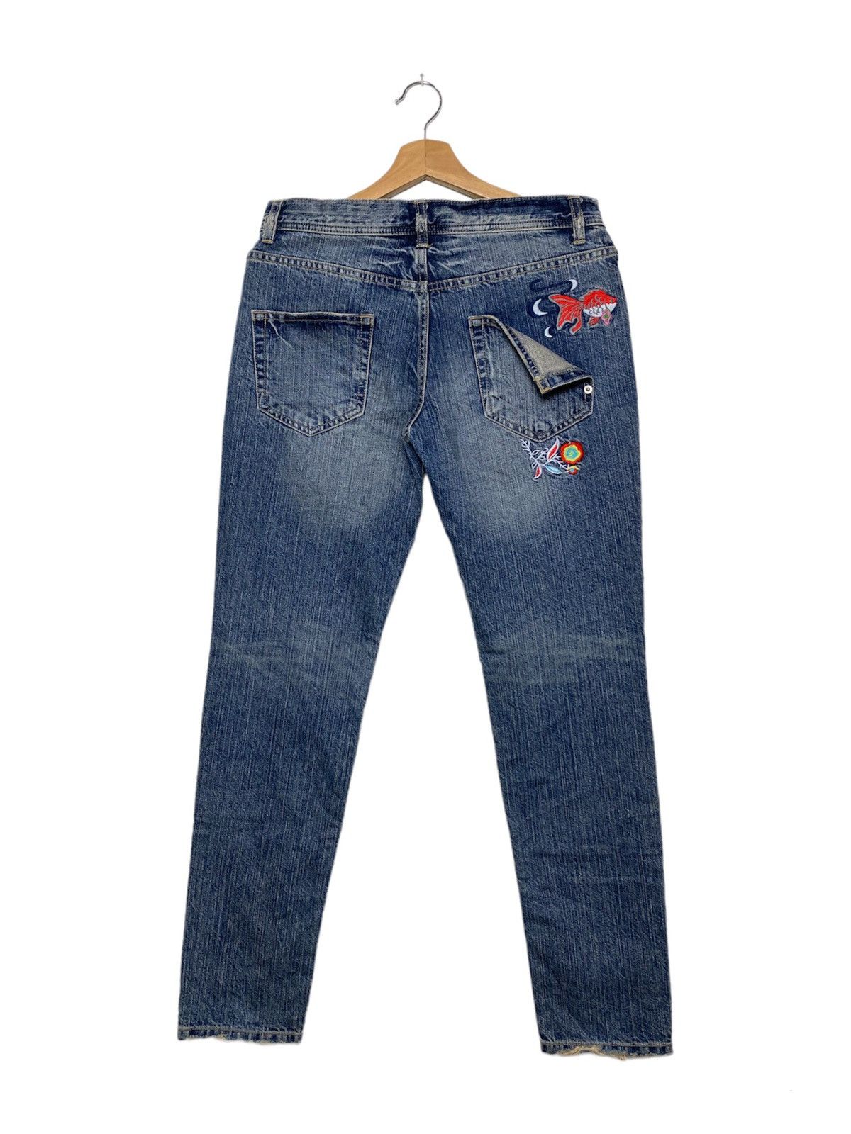Japanese Brand Vintage Sorga Golden Fish Embroidered Denim Size US 32 / EU 48 - 2 Thumbnail