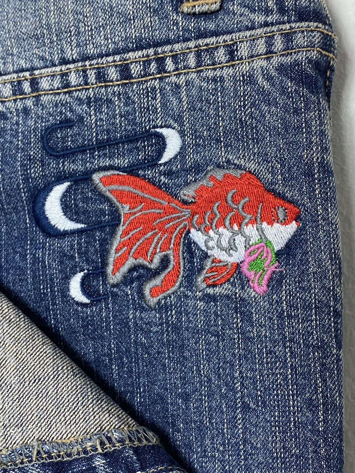Japanese Brand Vintage Sorga Golden Fish Embroidered Denim Size US 32 / EU 48 - 9 Thumbnail