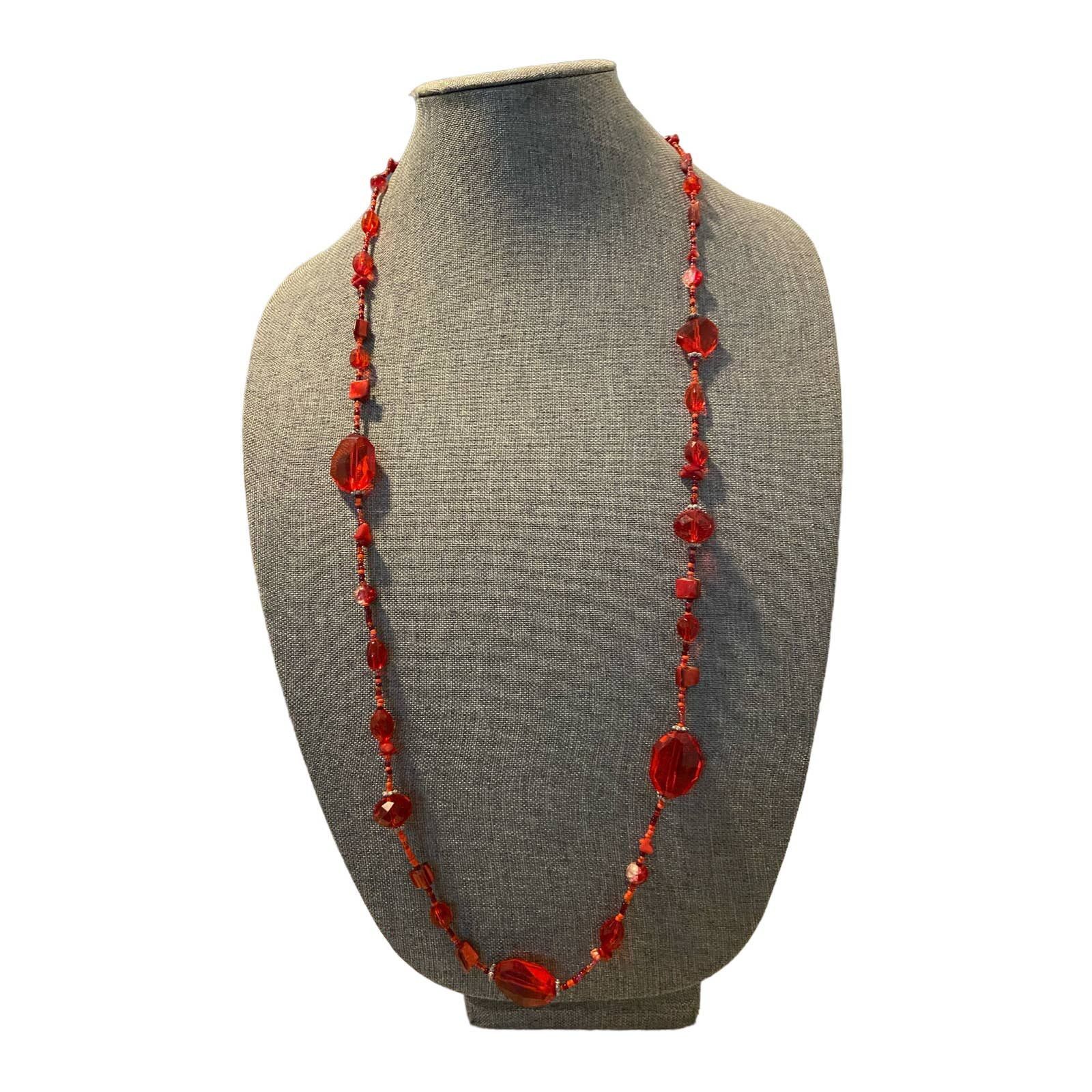 Red - Miniature Handpainted Wooden Necklace With Beads main image 0