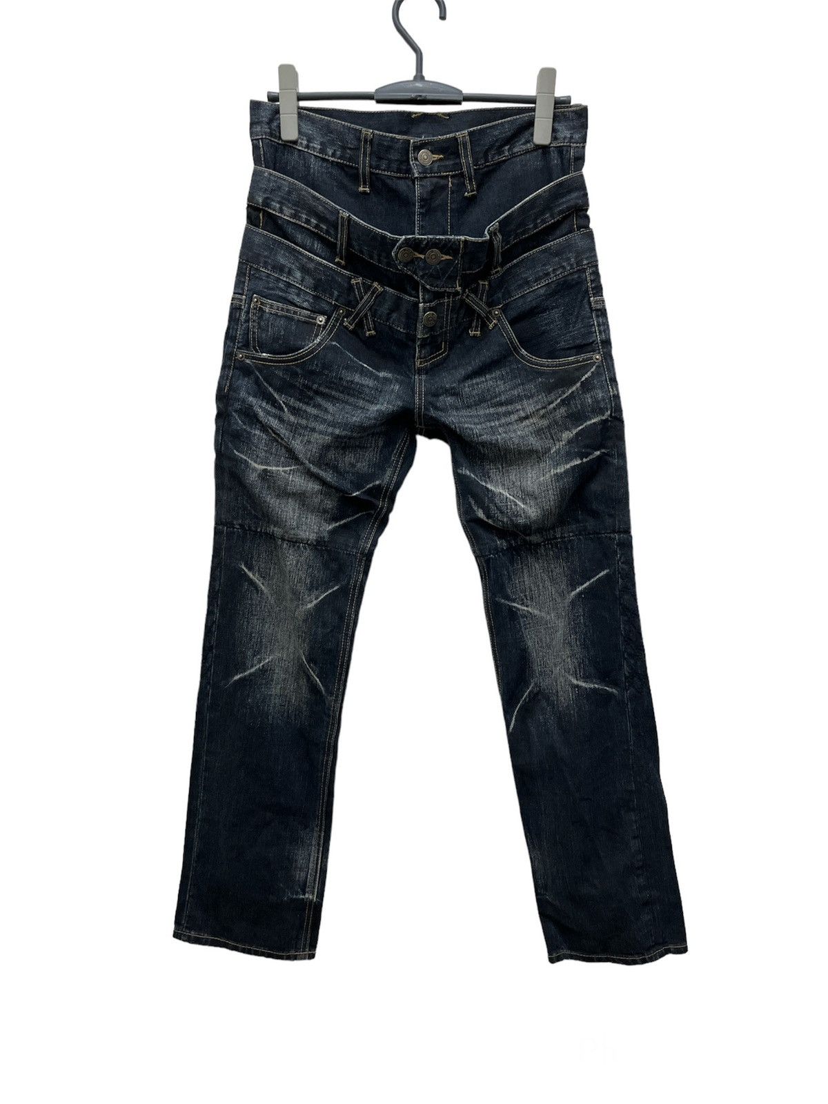 image of Ppfm Biker Triple Waist Design Denim Pants in Indigo, Men's (Size 30)