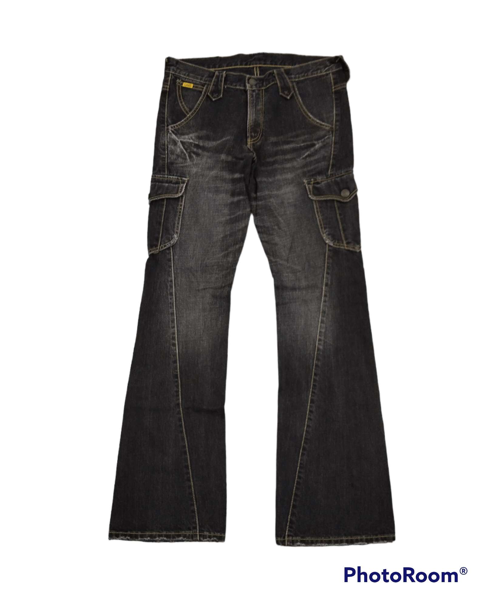 Lee FLARE🔥WASHED BLACK TWIST CARGO LEE DENIM PANTS Size US 31 - 1 Thumbnail