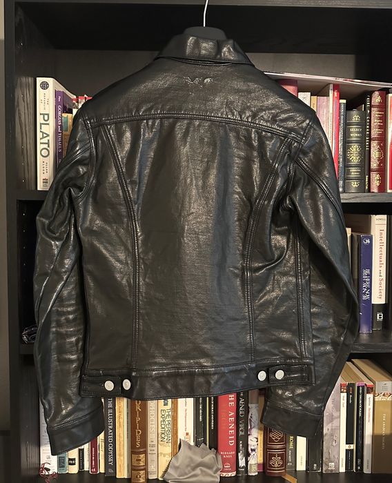 Adidas Y3 leather trucker jacket blouson | Grailed