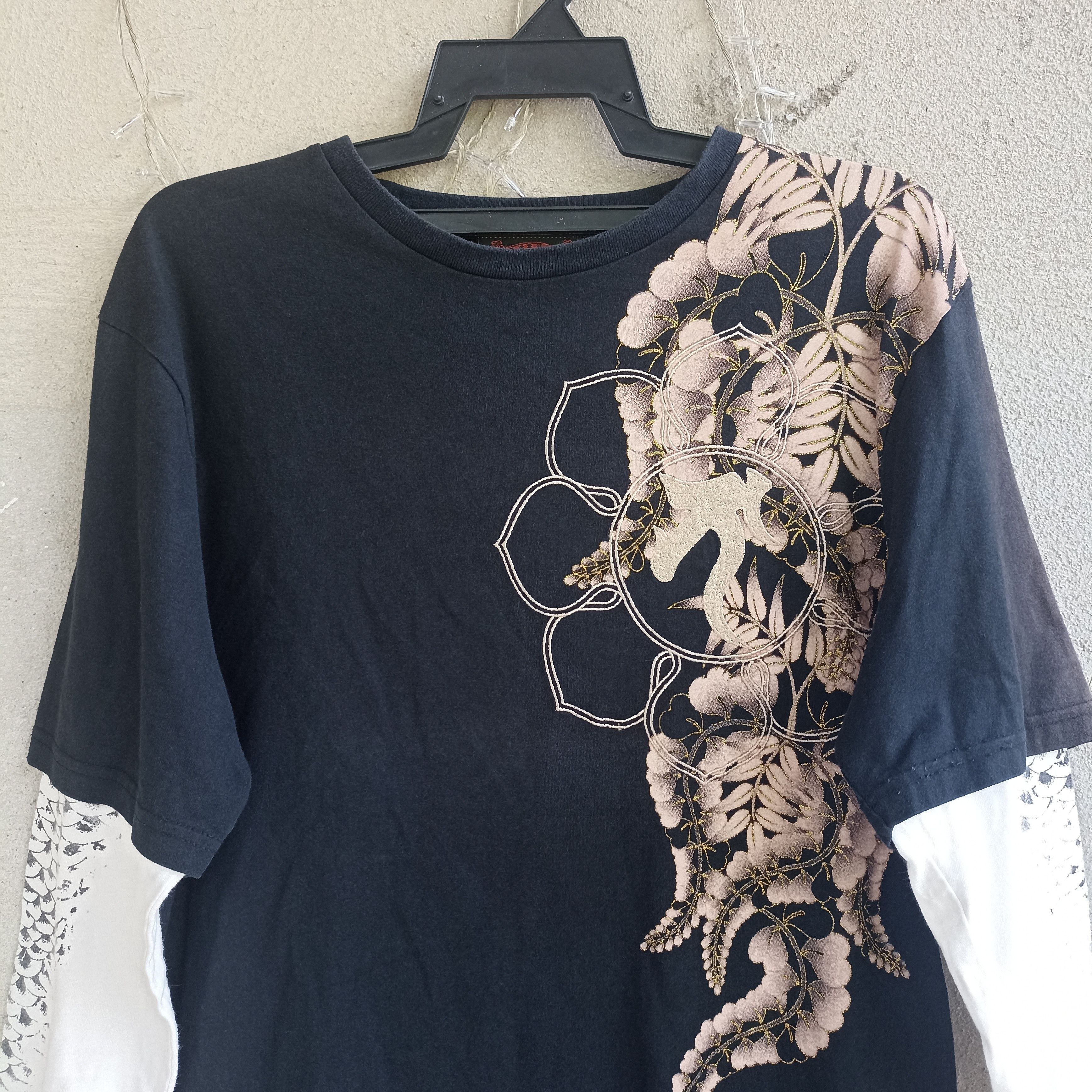 Dragonfly × Japanese Brand Two Big Dragon Embroidery Black Tshirt Size US S / EU 44-46 / 1 - 3 Thumbnail