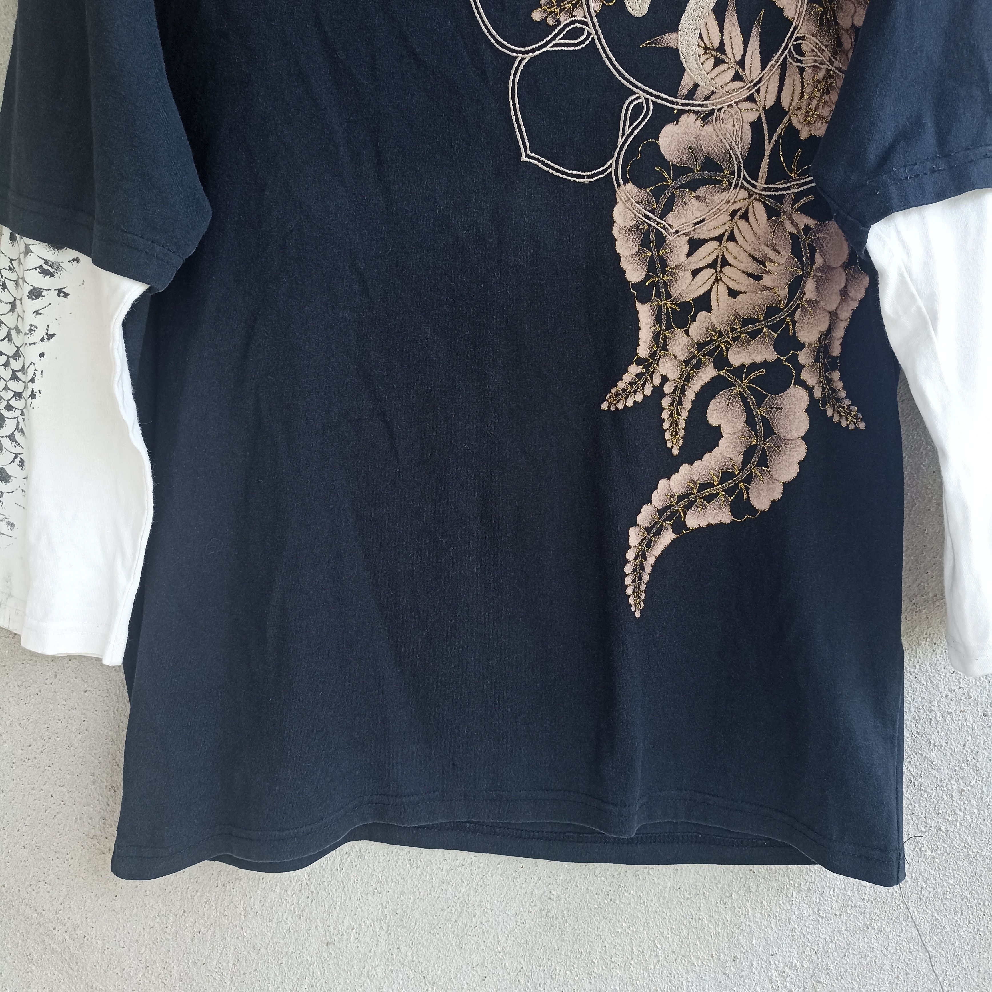 Dragonfly × Japanese Brand Two Big Dragon Embroidery Black Tshirt Size US S / EU 44-46 / 1 - 4 Thumbnail