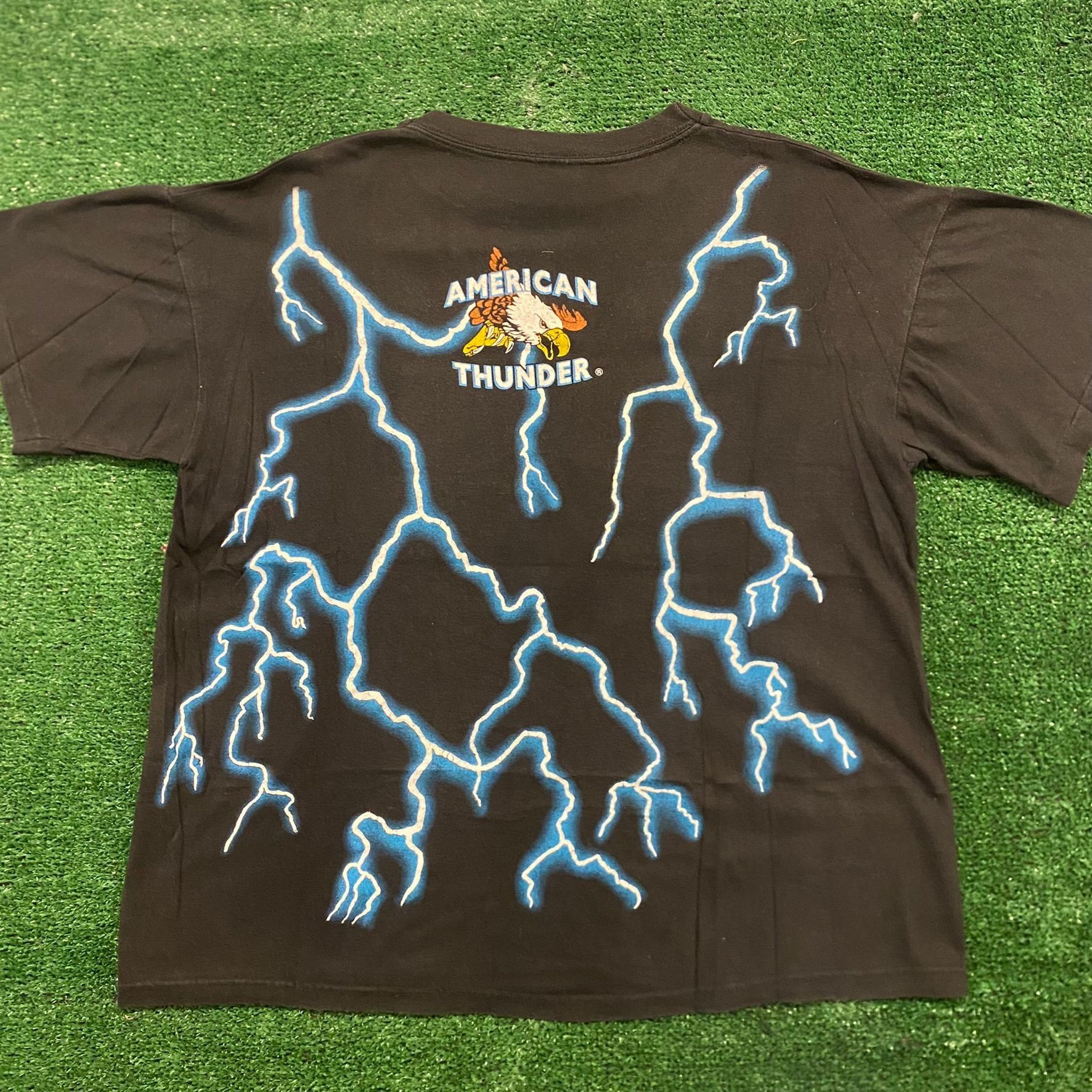 Vintage Crazy Vintage 90s American Thunder Skull AOP T-Shirt Size US L / EU 52-54 / 3 - 5 Thumbnail