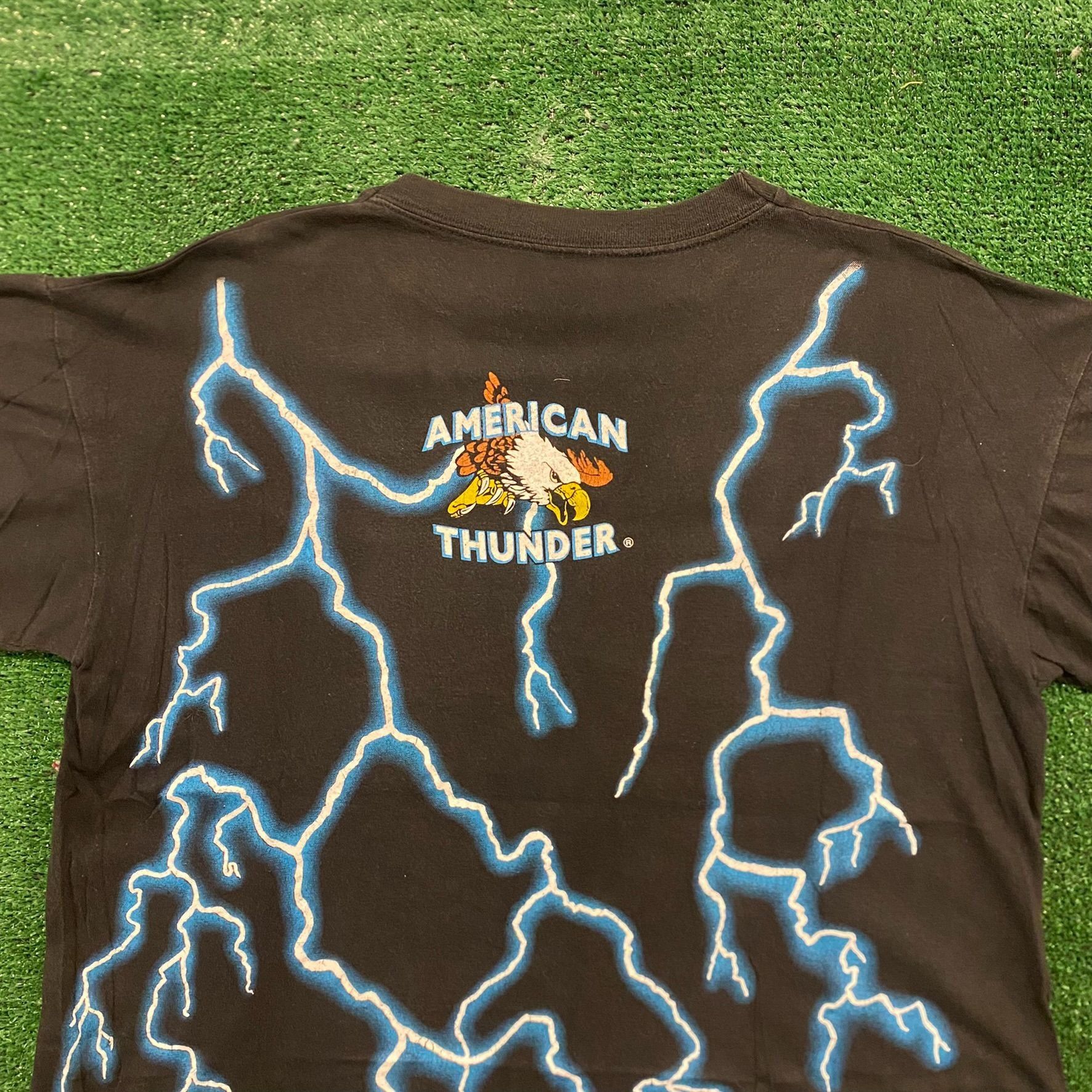 Vintage Crazy Vintage 90s American Thunder Skull AOP T-Shirt Size US L / EU 52-54 / 3 - 6 Thumbnail