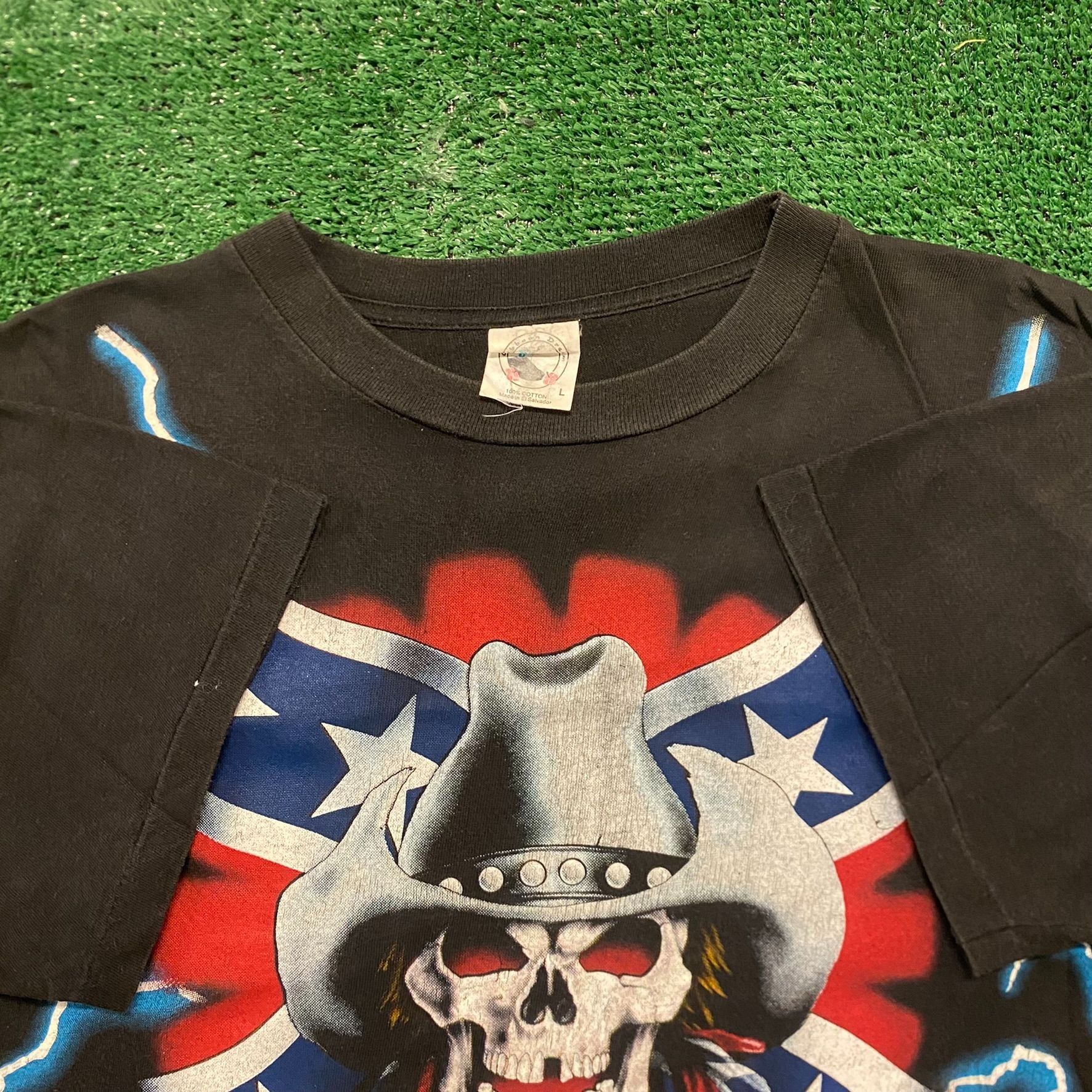 Vintage Crazy Vintage 90s American Thunder Skull AOP T-Shirt Size US L / EU 52-54 / 3 - 3 Thumbnail
