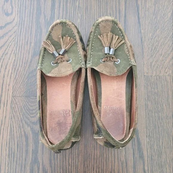 Vince Camuto Piercee Olive Multi Camo Rugged Suede Tassel Moccasin Size US 6 / IT 36 - 3 Thumbnail