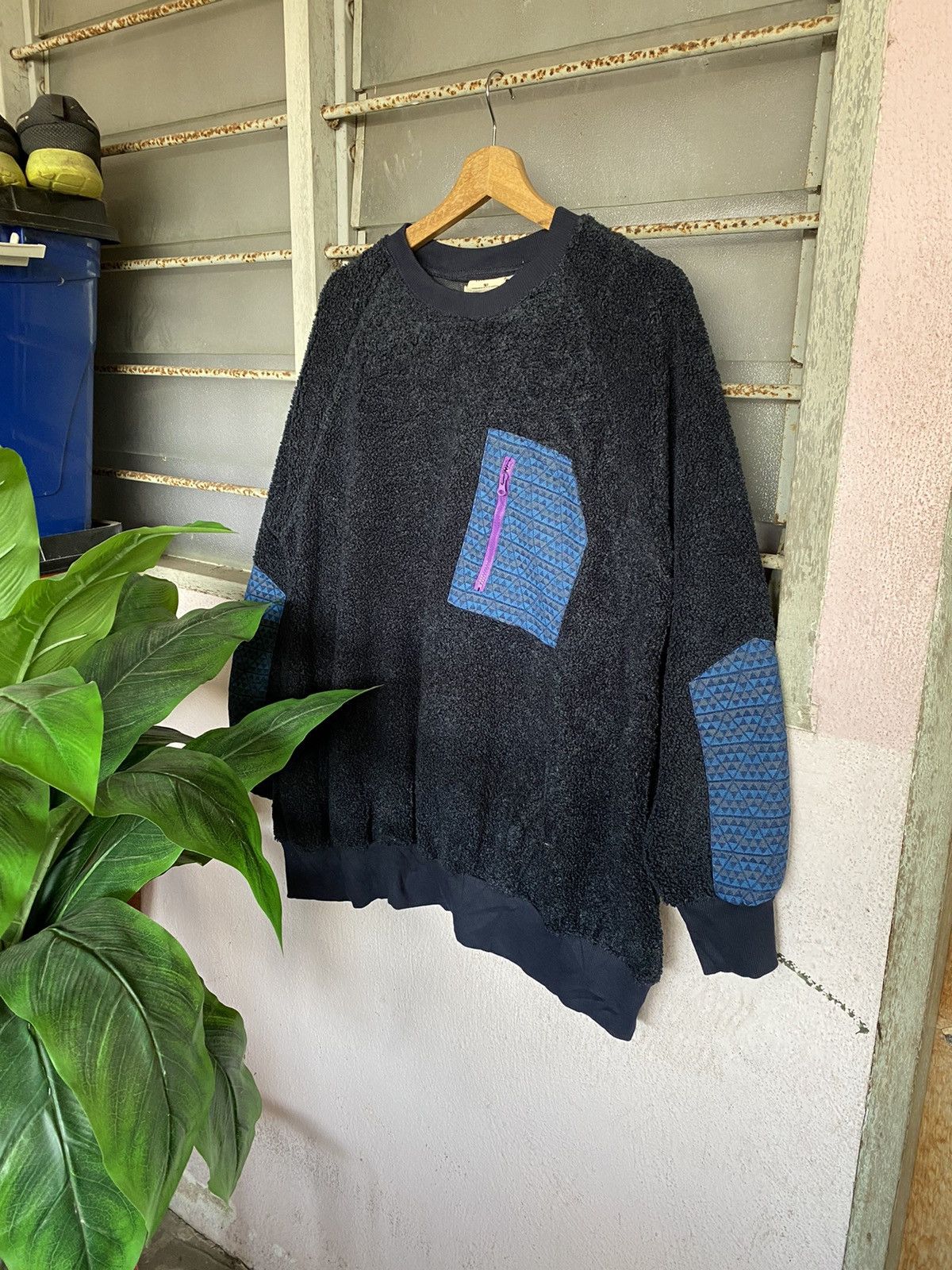 image of Outdoor Life x Outdoor Style Go Out Steals Titicaca Sherpa Baggy Sweater in Blue, Men's (Size Large