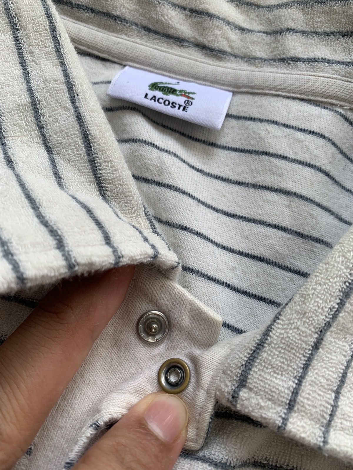 Lacoste Vintage Lacoste Button On Striped Polo Tshirt Size US M / EU 48-50 / 2 - 5 Thumbnail
