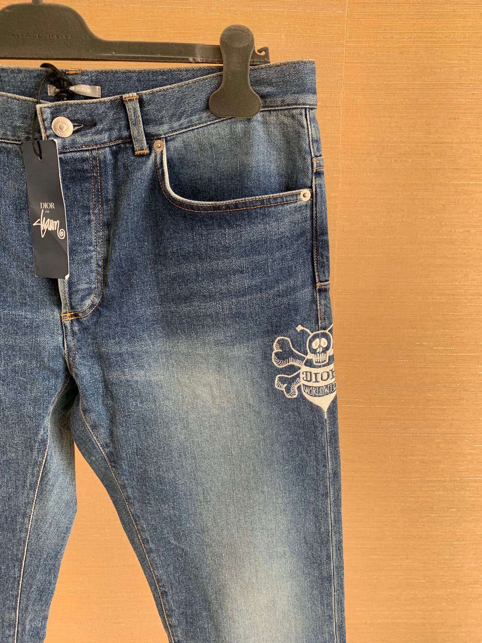 Dior × Stussy Shaun Bee Embroidered Denim in Blue Size US 31 - 5 Thumbnail