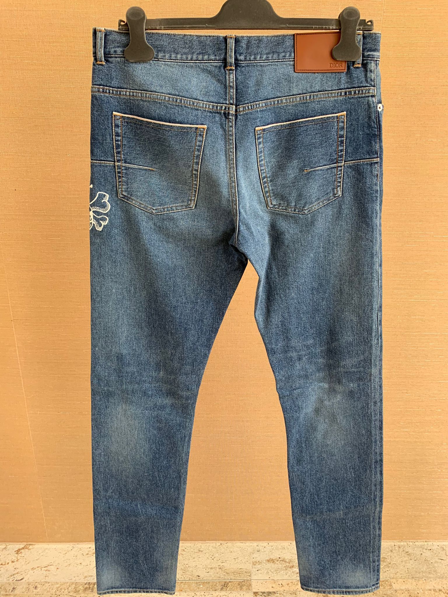 Dior × Stussy Shaun Bee Embroidered Denim in Blue Size US 31 - 15 Thumbnail