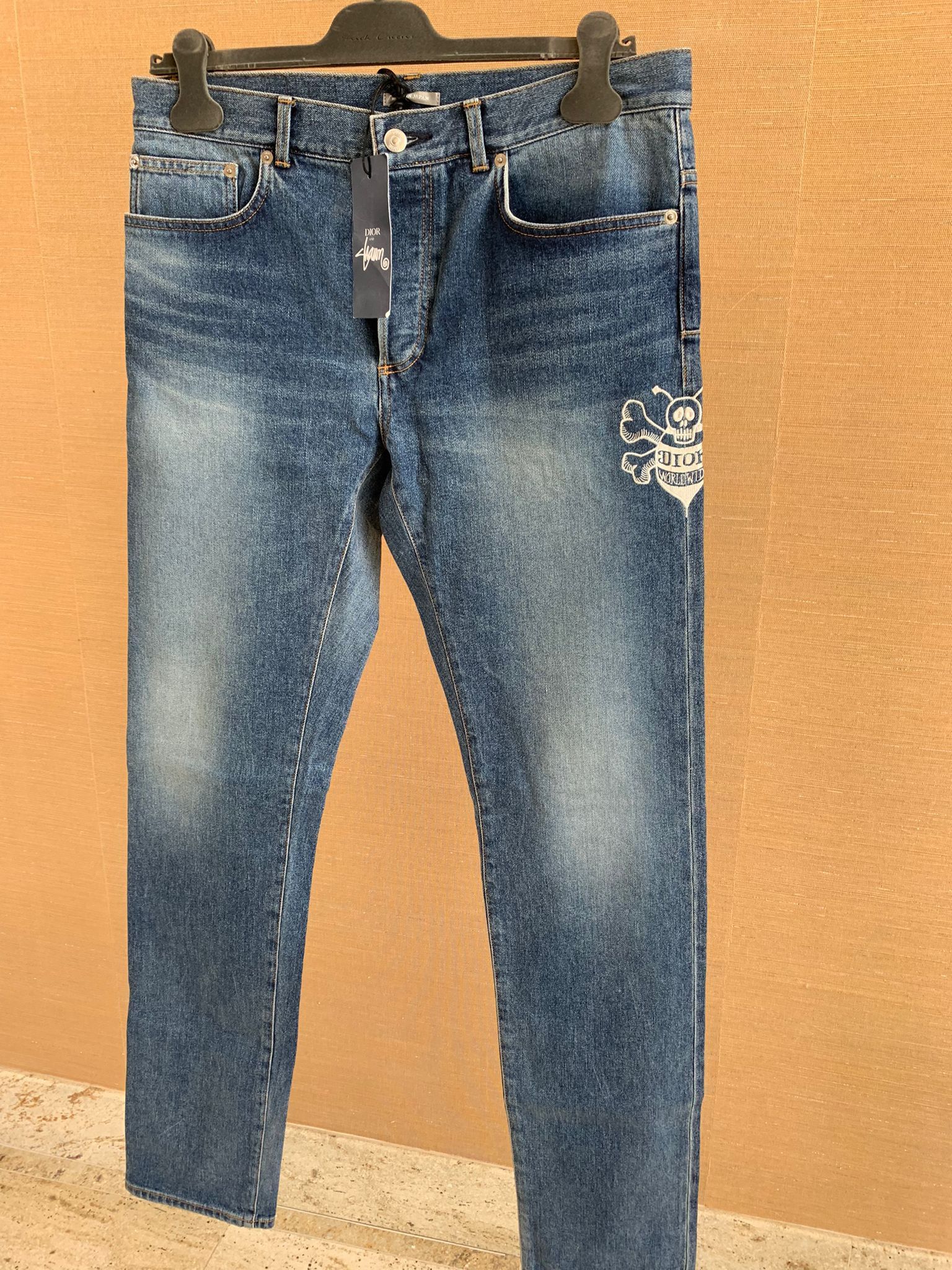 Dior × Stussy Shaun Bee Embroidered Denim in Blue Size US 31 - 9 Thumbnail