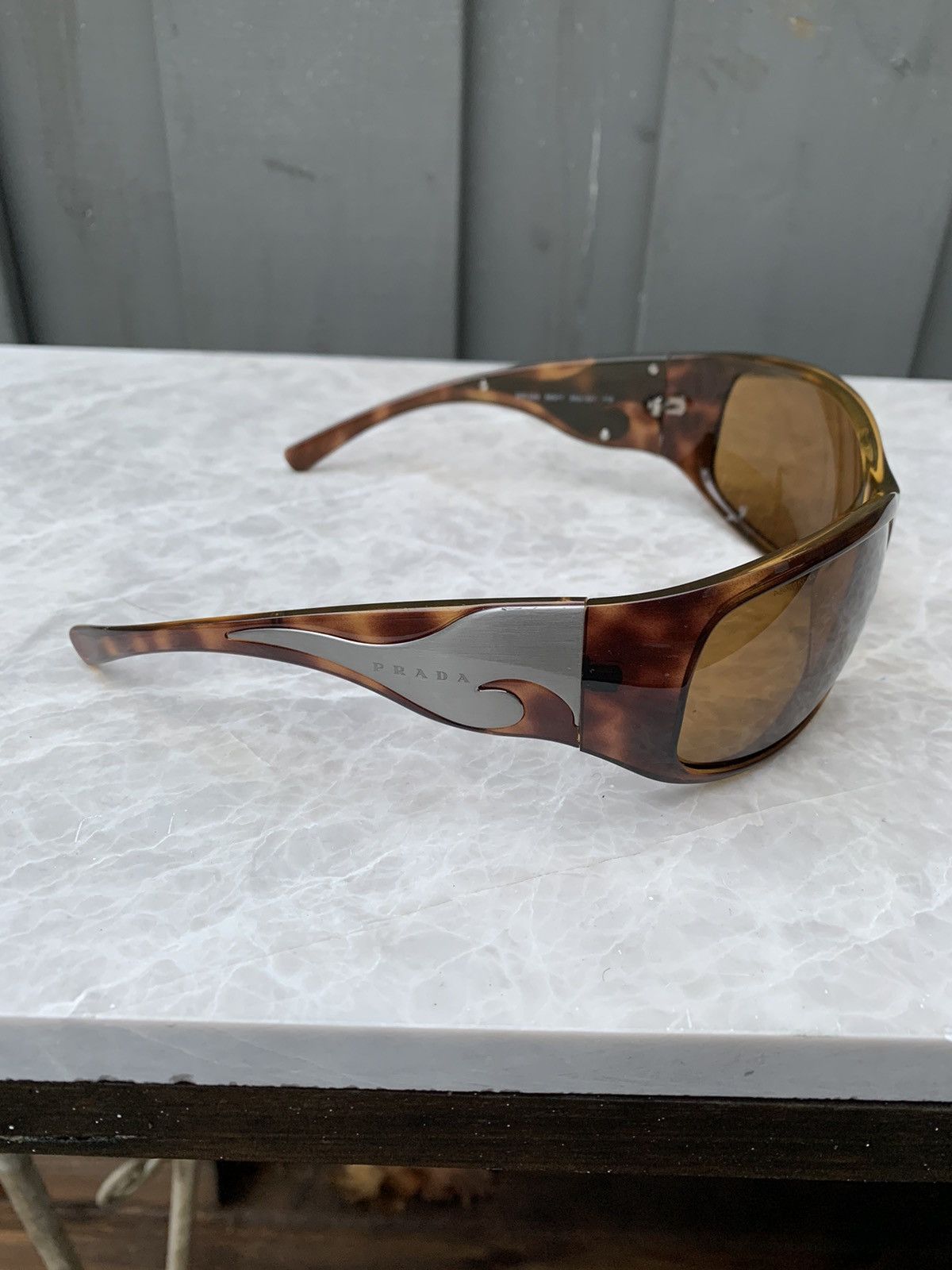 2000s Prada Flame Wave Full Wrap Sunglasses Y2K Rare 03G