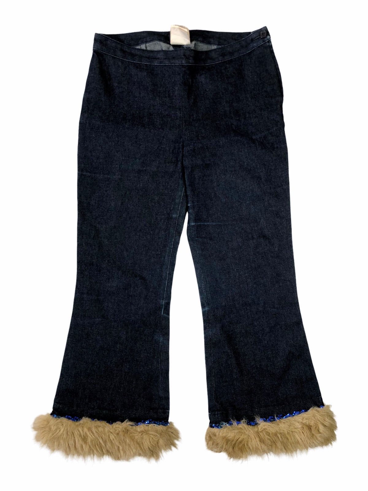 Japanese Brand 2000s Atsuro Tayama - Flared Fur Denim Pants Size US 28 / EU 44 - 1 Thumbnail