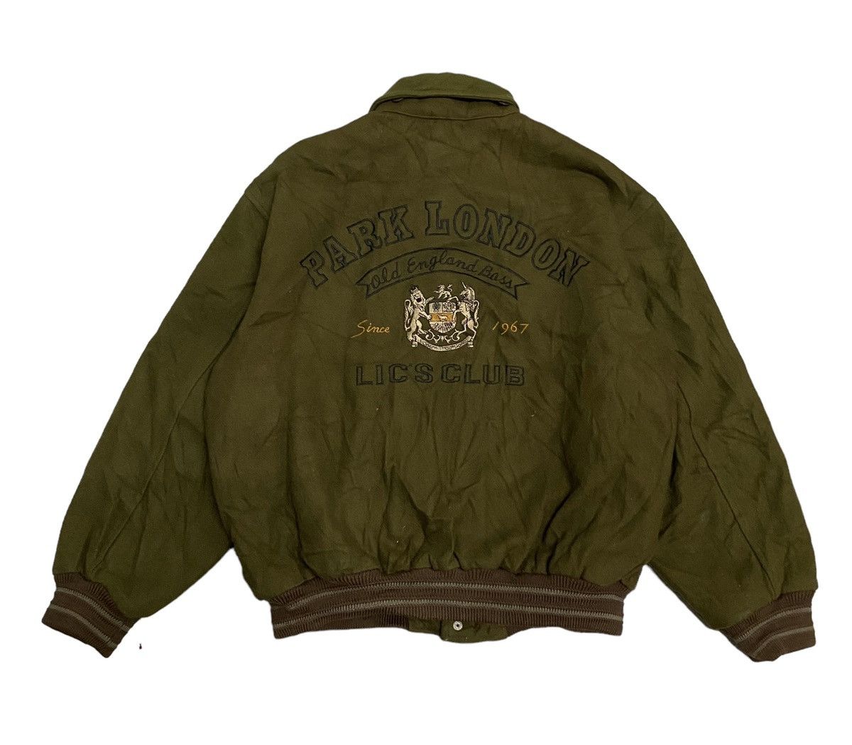 image of Outdoor Life x Vintage Stealsvintage Lincoln Club Wool Varsity Jacket in Green, Men's (Size Medium)
