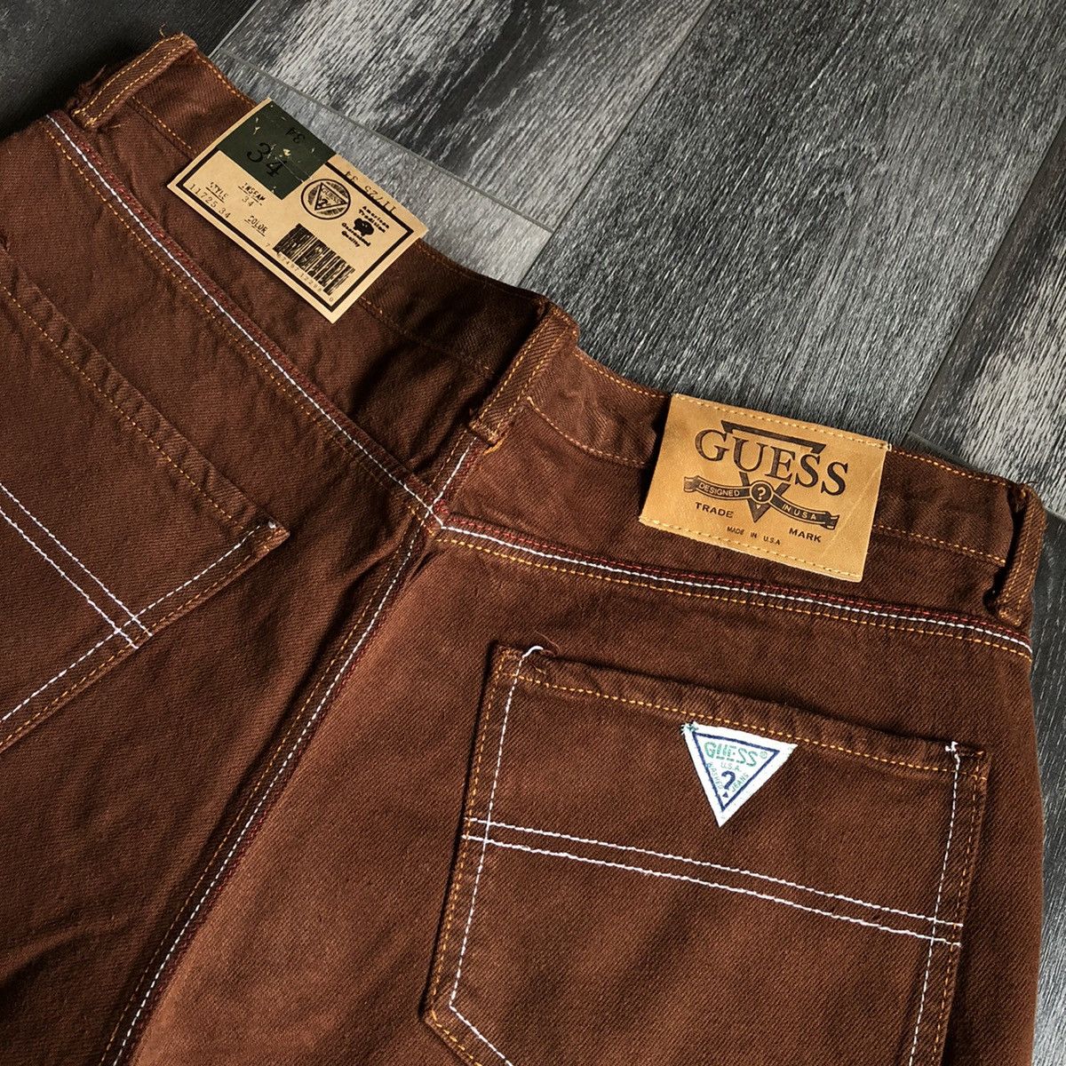 Guess New Vintage 1990s Guess Jeans Mud Brown Denim Jeans 34x34 Size US 34 / EU 50 - 3 Thumbnail