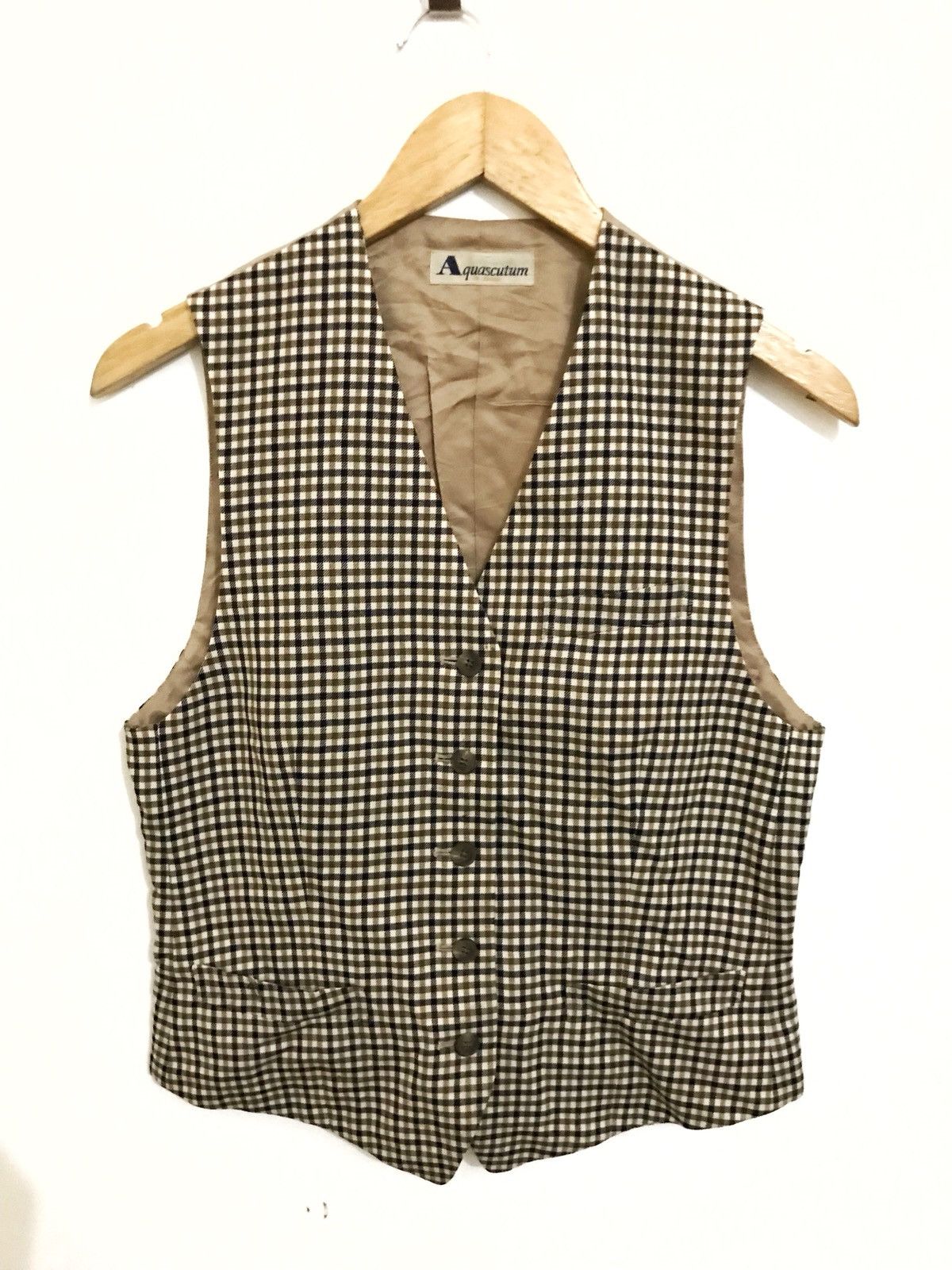 Aquascutum Vintage Aquascutum Checked Plaid Vest Size 38S - 1 Thumbnail
