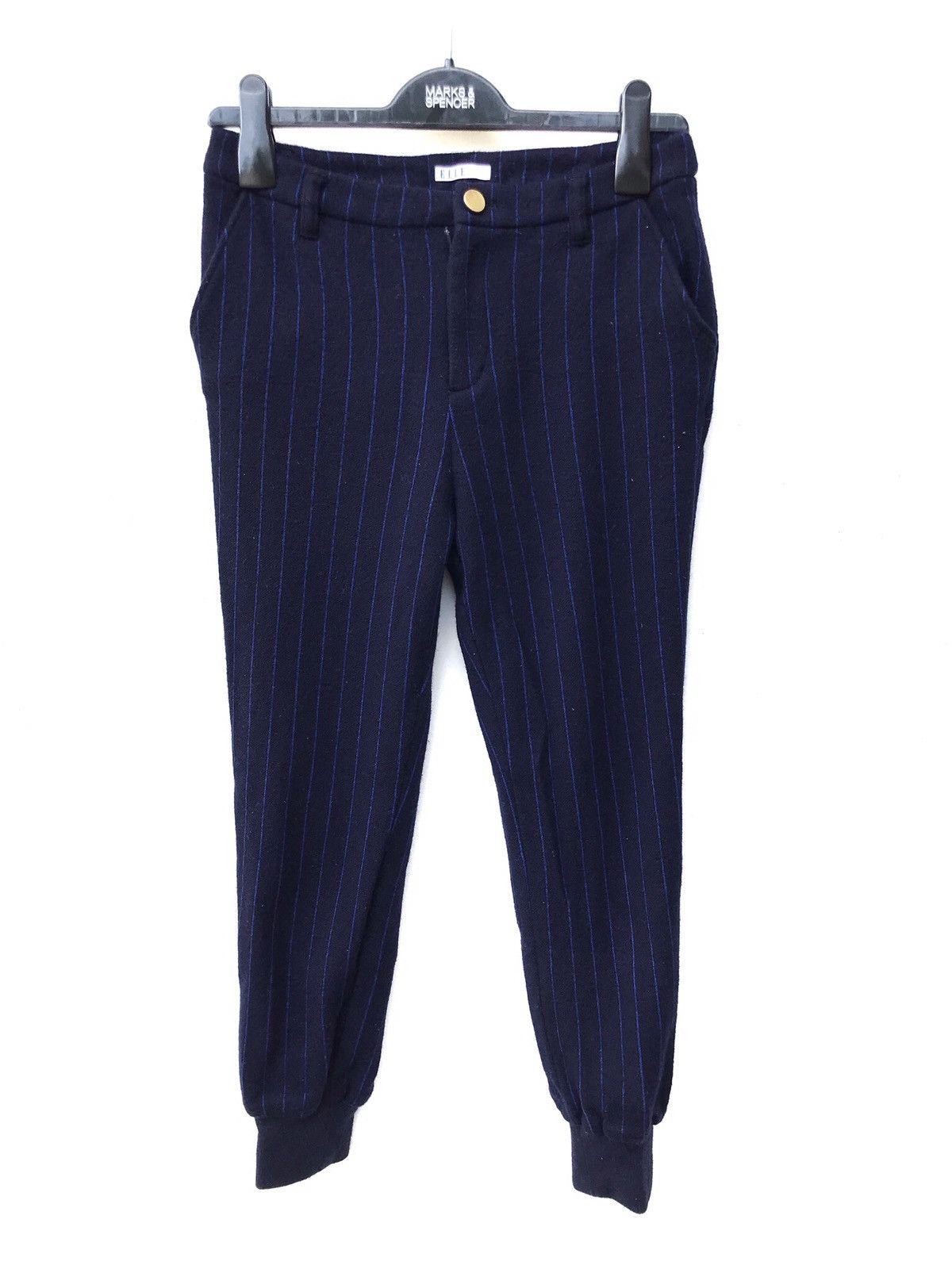 image of Italian Designers Elle Wool Stripes Blue Jogger, Men's (Size 26)