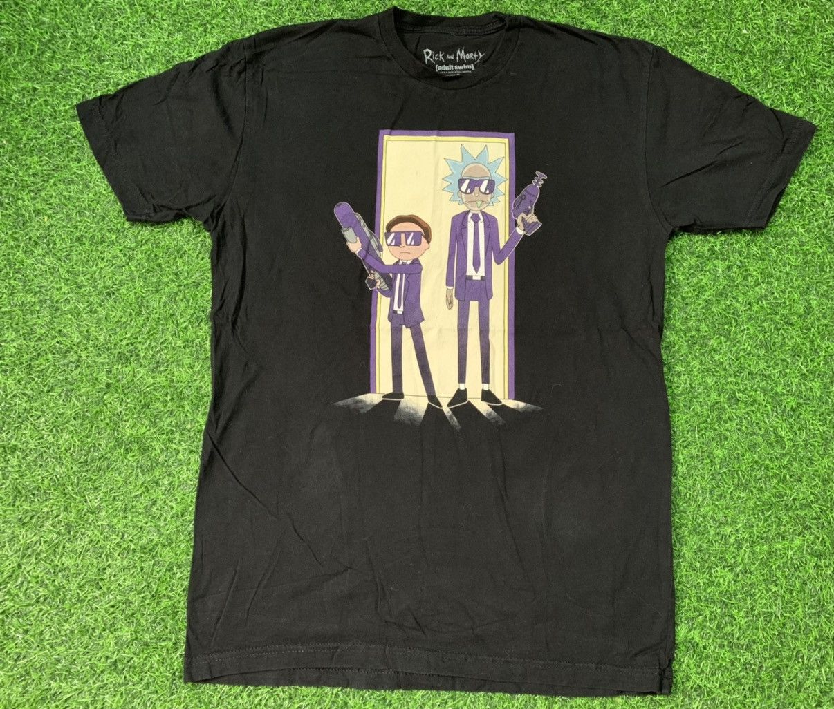 Cartoon Network Rick and Marty Anime Cartoon Tee Men in Black Action Size US M / EU 48-50 / 2 - 2 Thumbnail