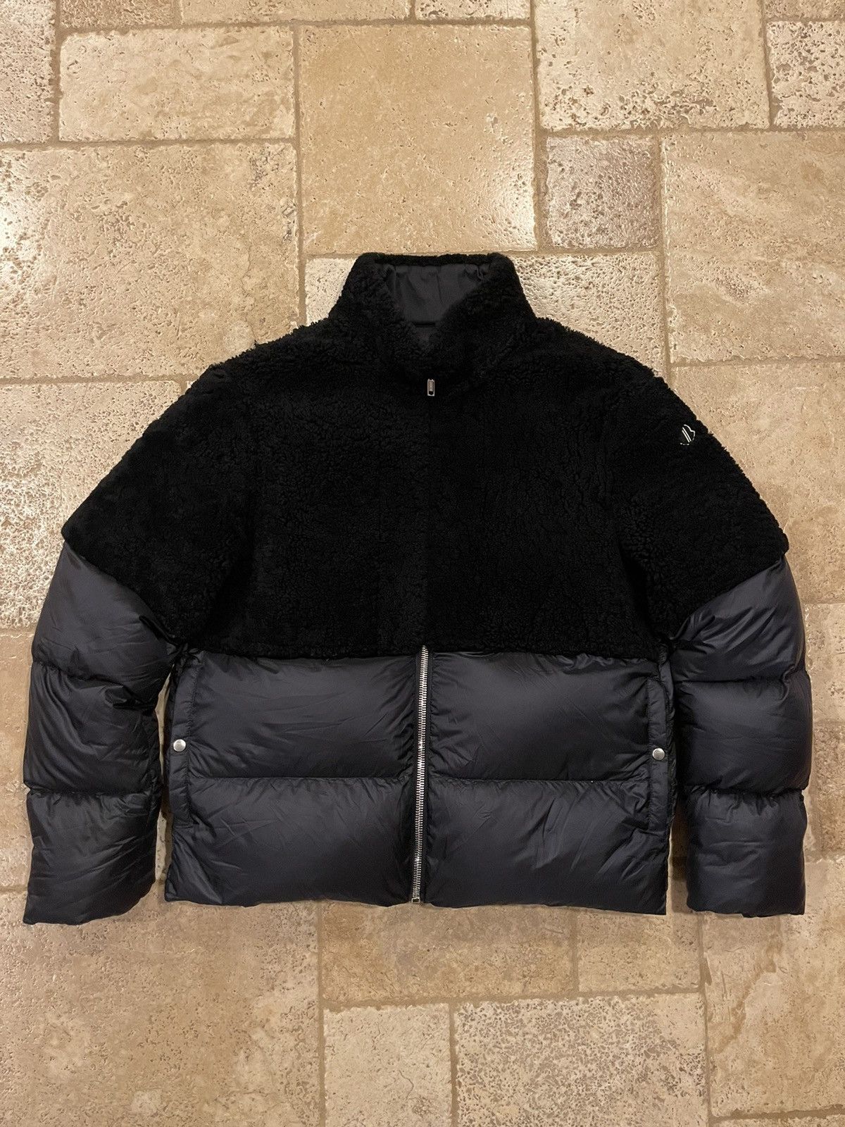 image of Moncler Fw20 Shearling Coyote Down Goose Jacket in Black, Men's (Size Large)