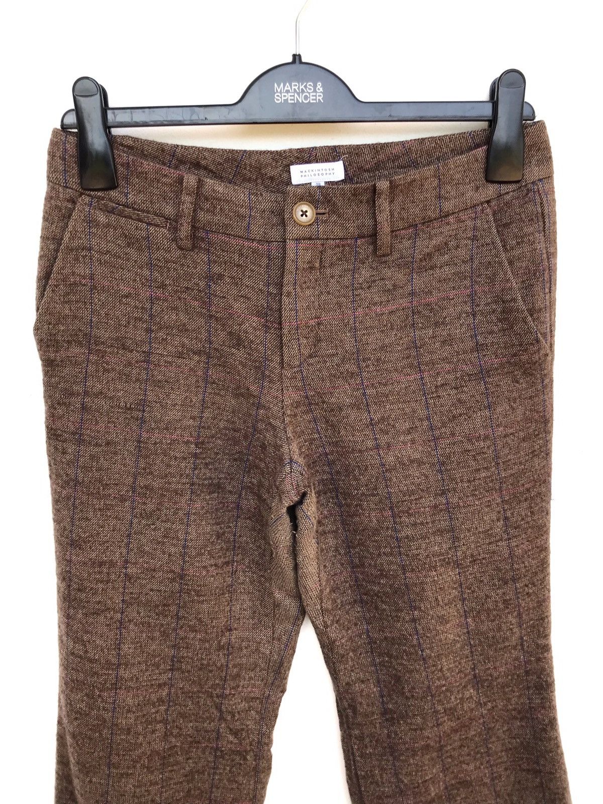 Mackintosh Mackintosh Philosophy Brown Checked Wool Trousers Pants Size US 28 / EU 44 - 1 Thumbnail