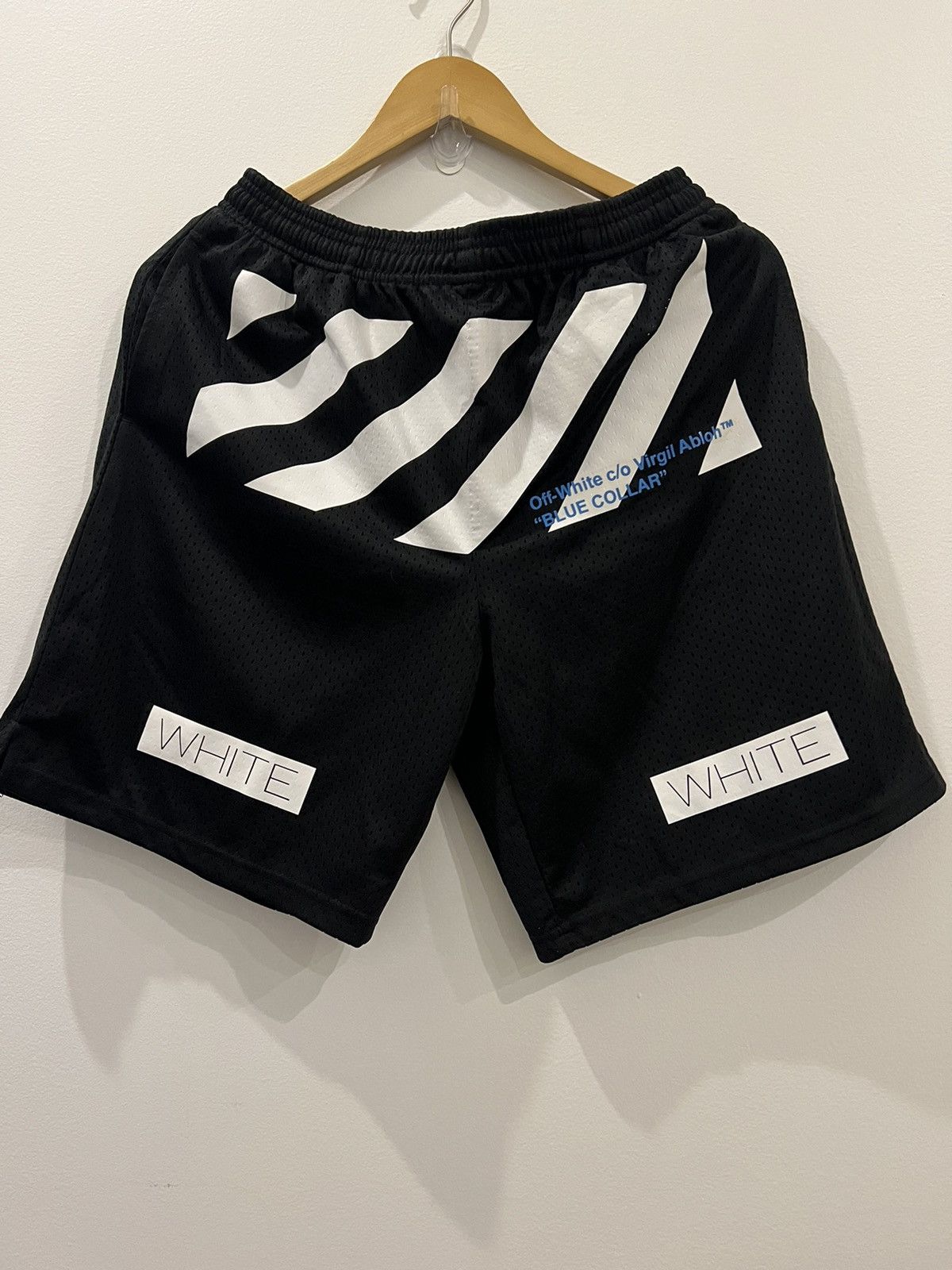 Off-White “Blue Collar” Perforated Mesh Shorts Size US 28 / EU 44 - 1 Thumbnail